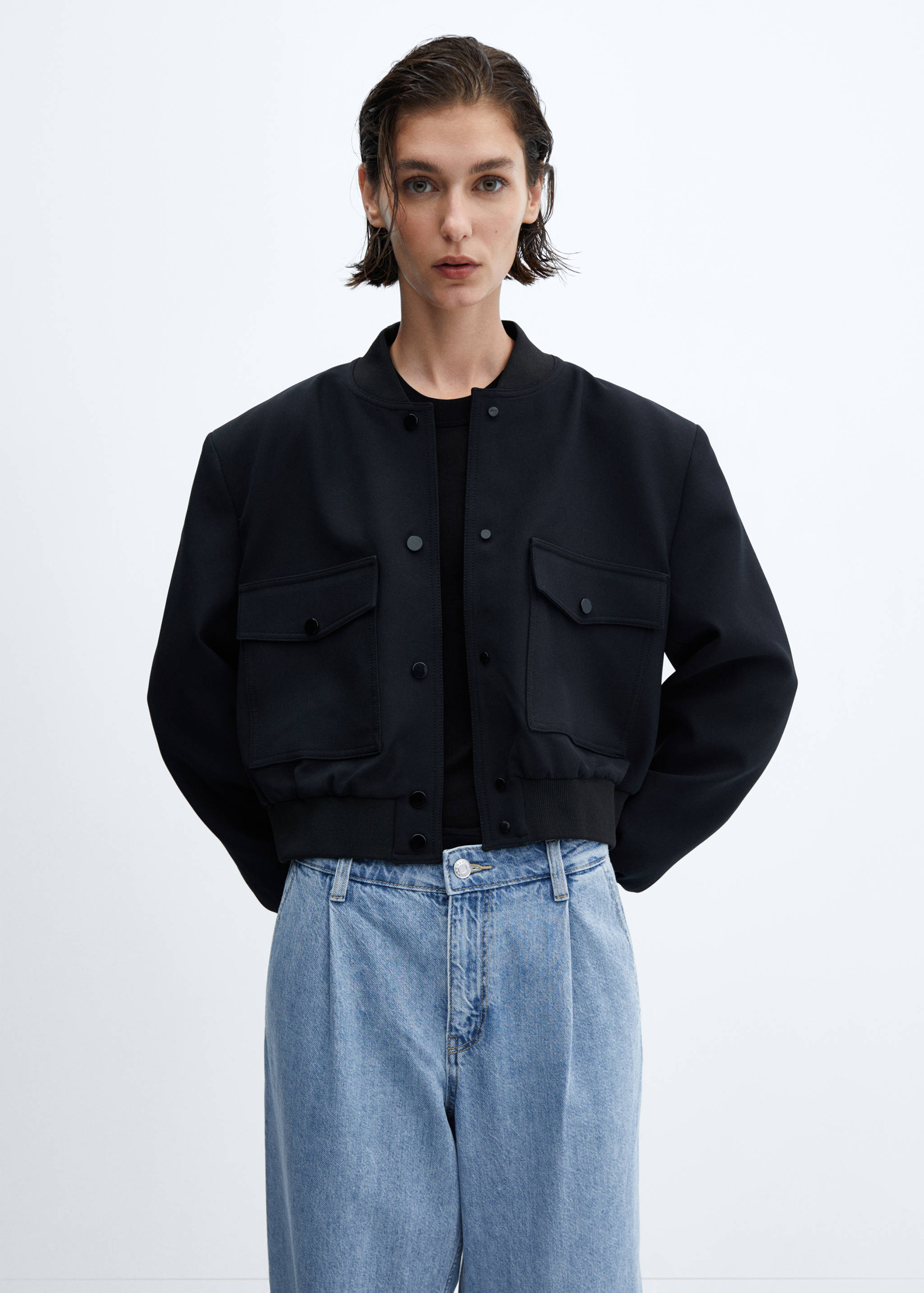 Straight pleated jeans - Details of the article 1