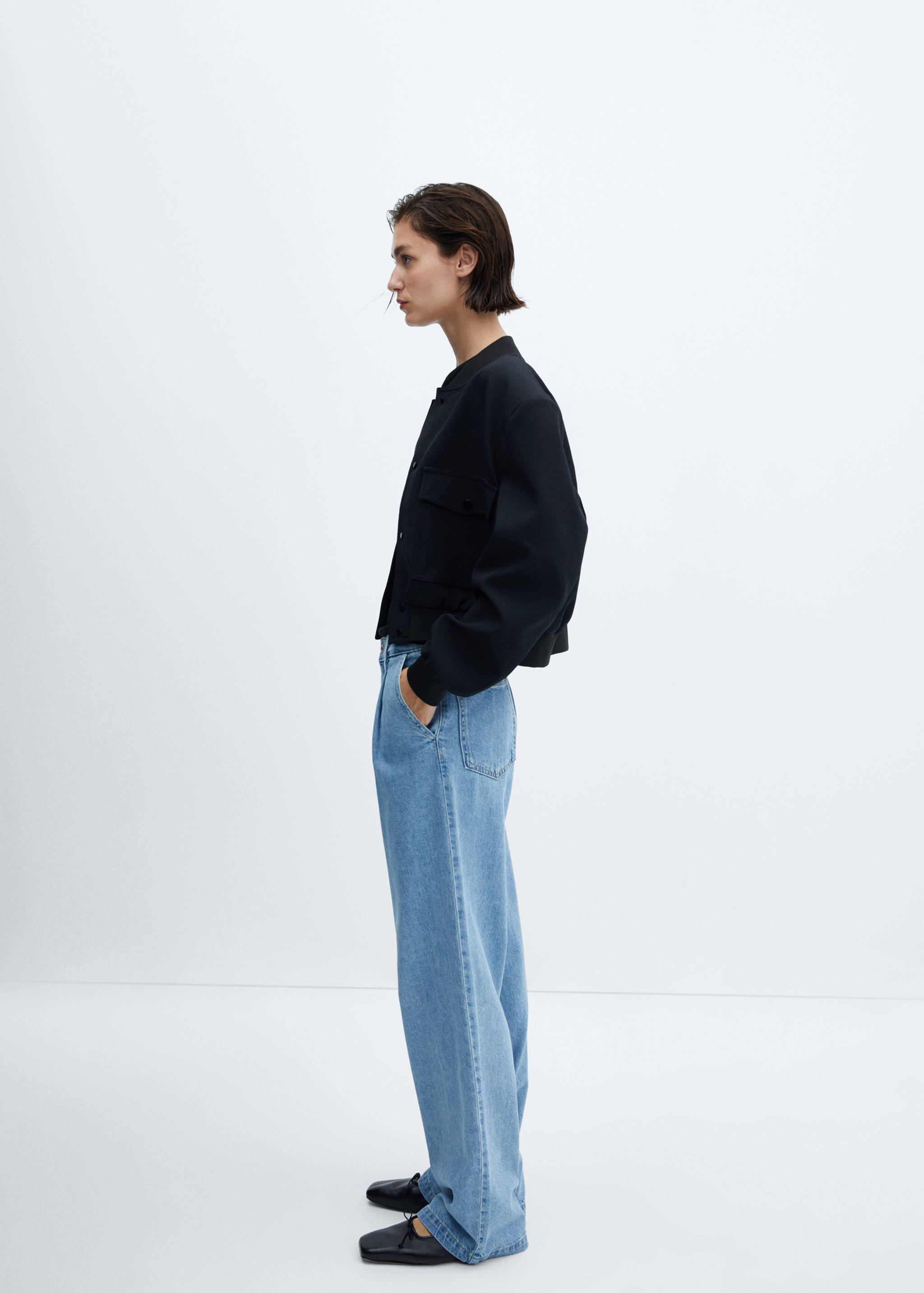 Straight pleated jeans - Details of the article 2