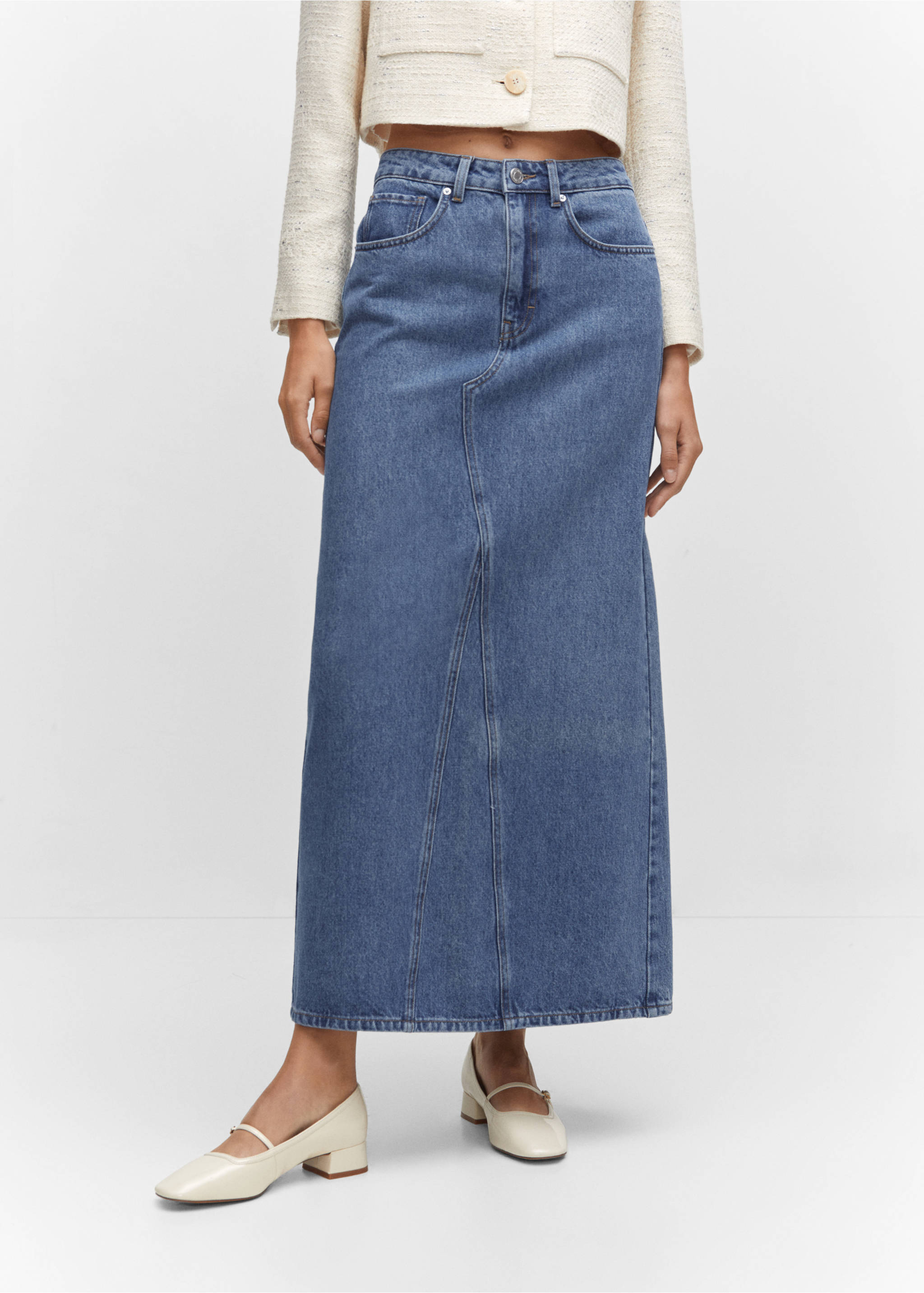 Long denim skirt - Medium plane, Medium Blue. Ref: 57033806-00.