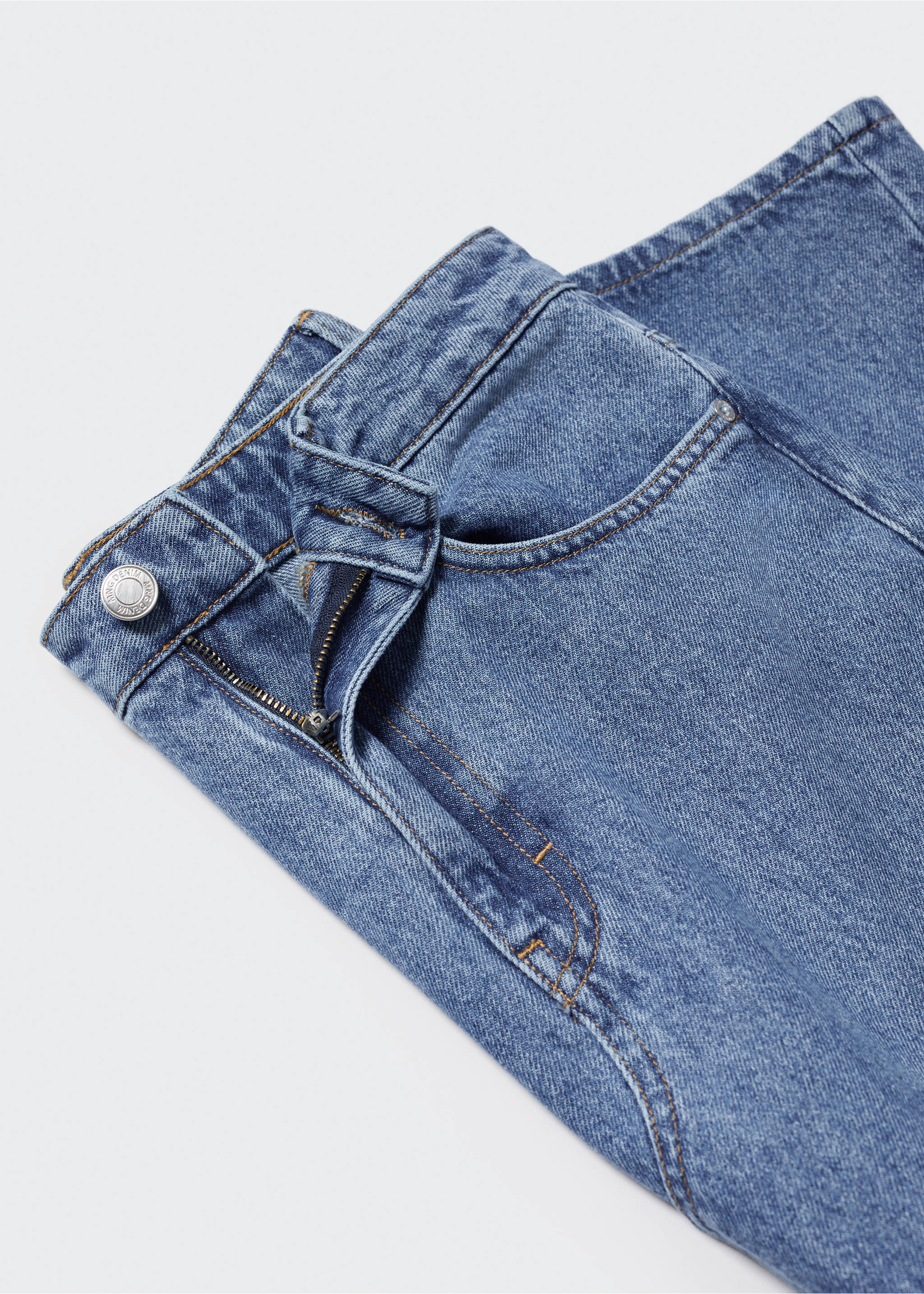Long denim skirt - Details of the article 8, Medium Blue. Ref: 57033806-00.