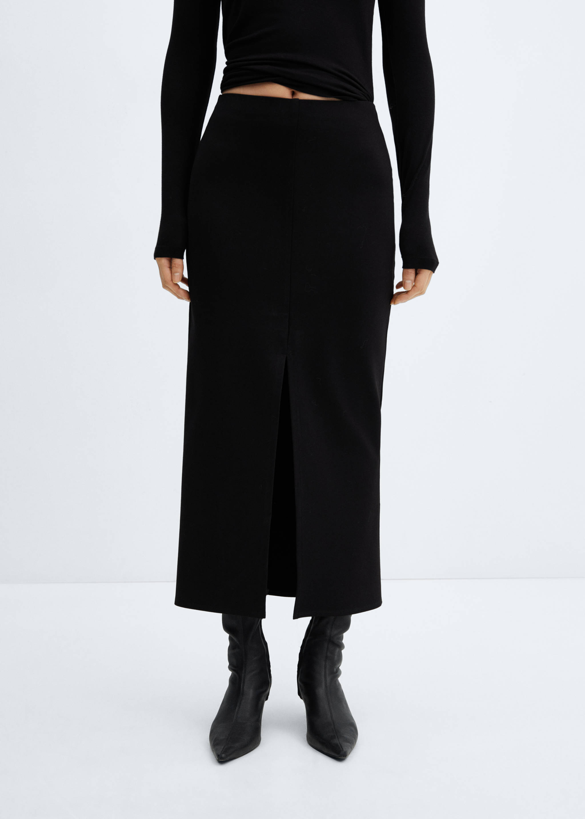 Midi-skirt with front slit - Medium plane