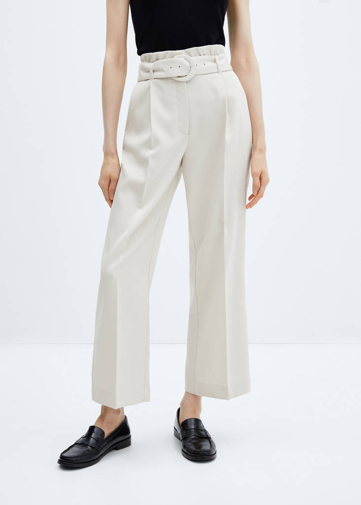 Paperbag trousers with belt — Ice Grey