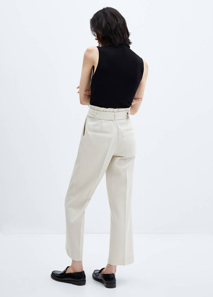 Paperbag trousers with belt — Ice Grey