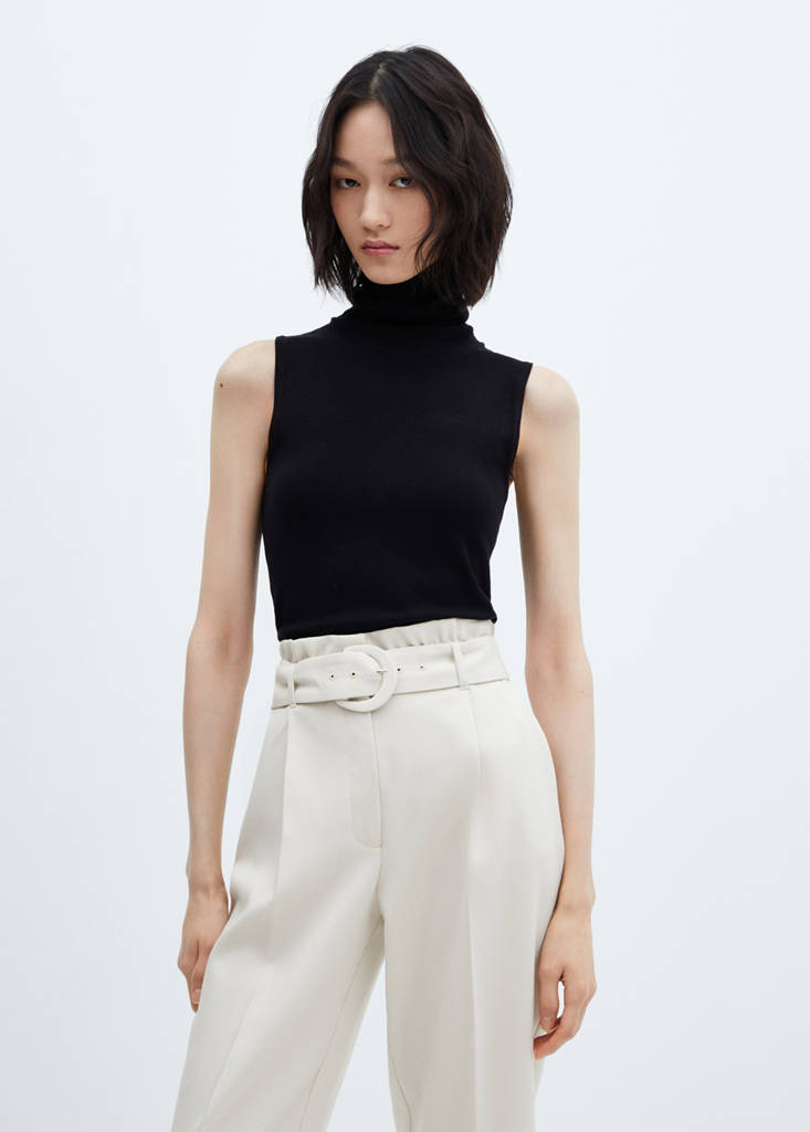 Paperbag trousers with belt — Ice Grey
