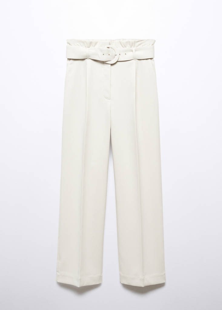 Paperbag trousers with belt — Ice Grey