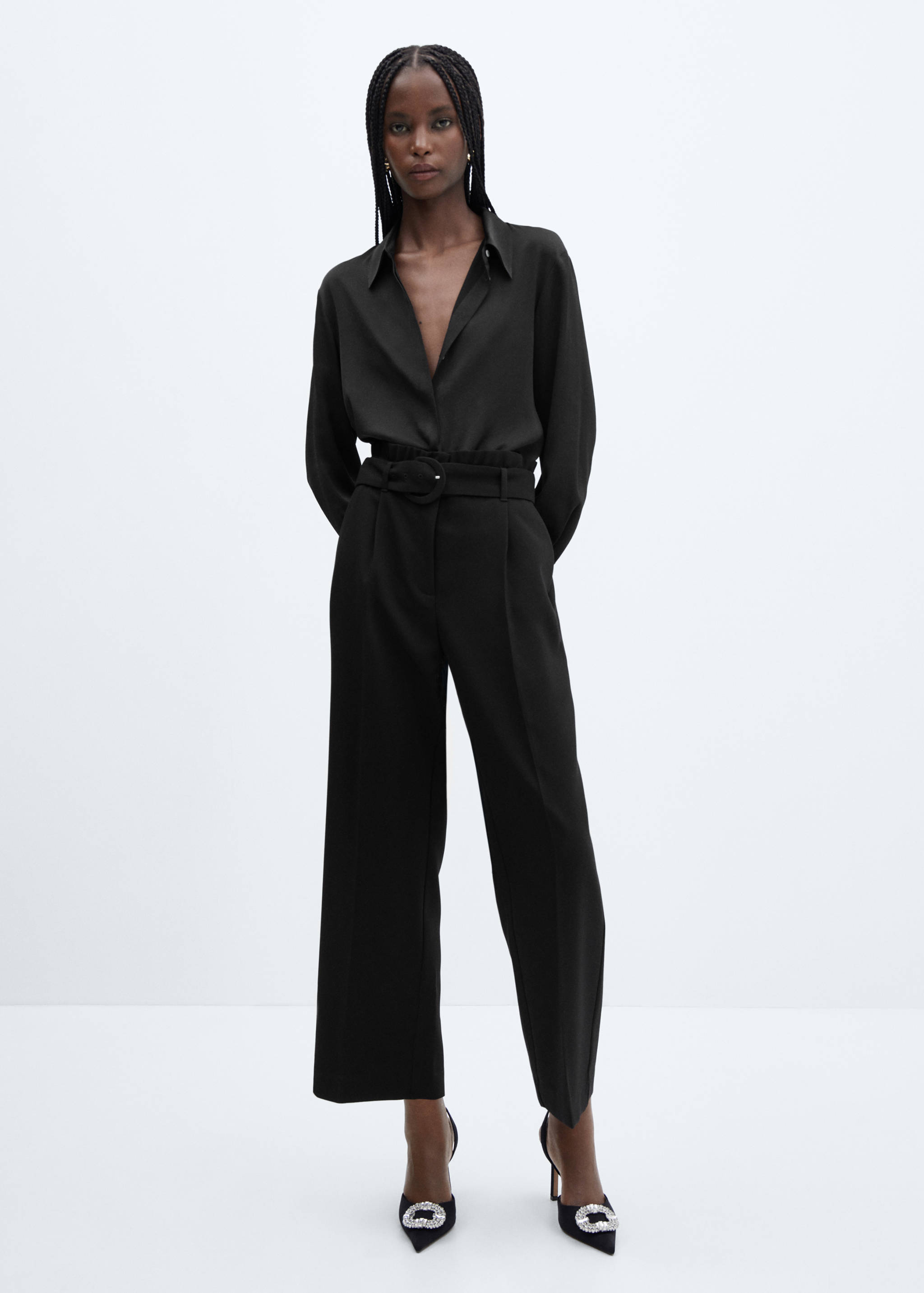 Paperbag trousers with belt - General plane