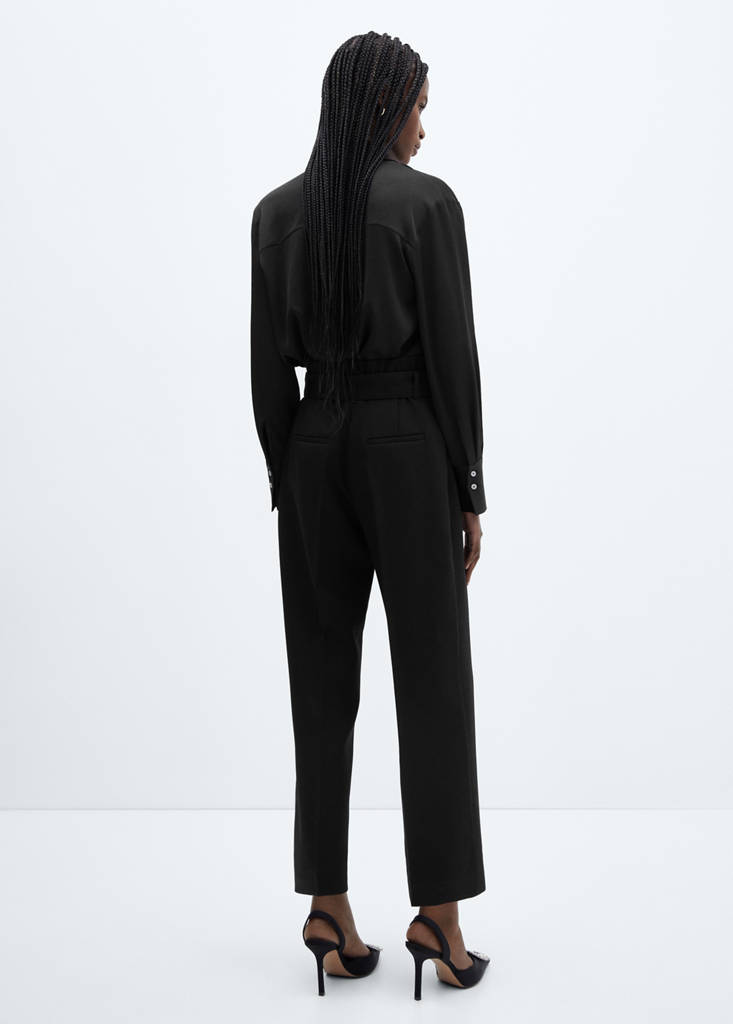 Paperbag trousers with belt — Black