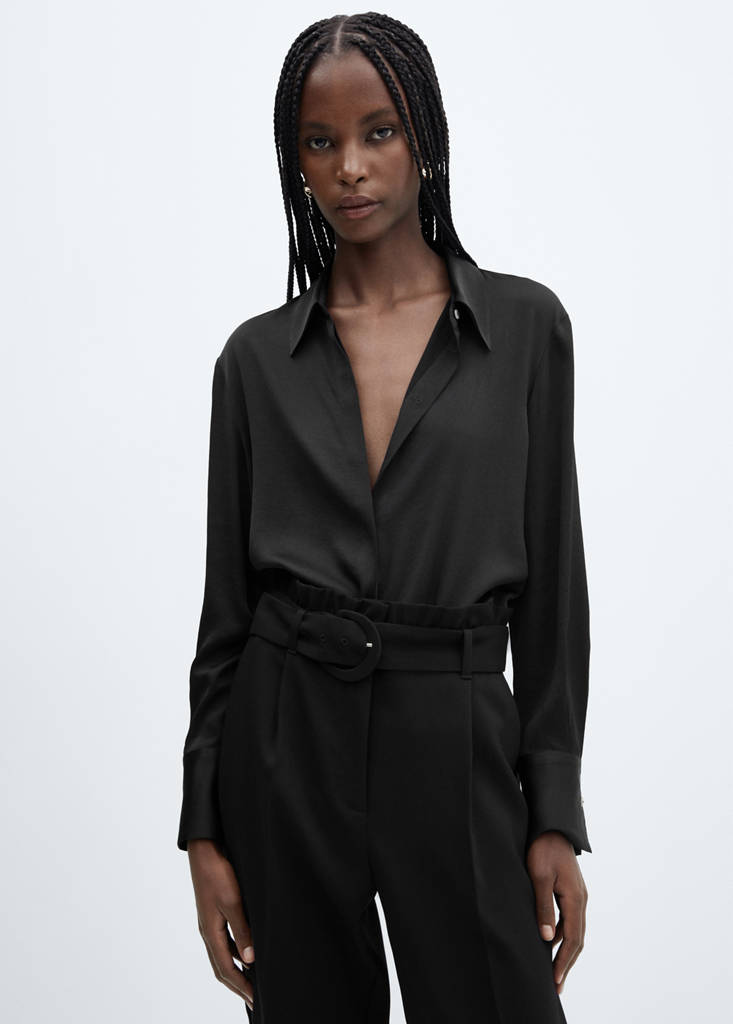 Paperbag trousers with belt — Black