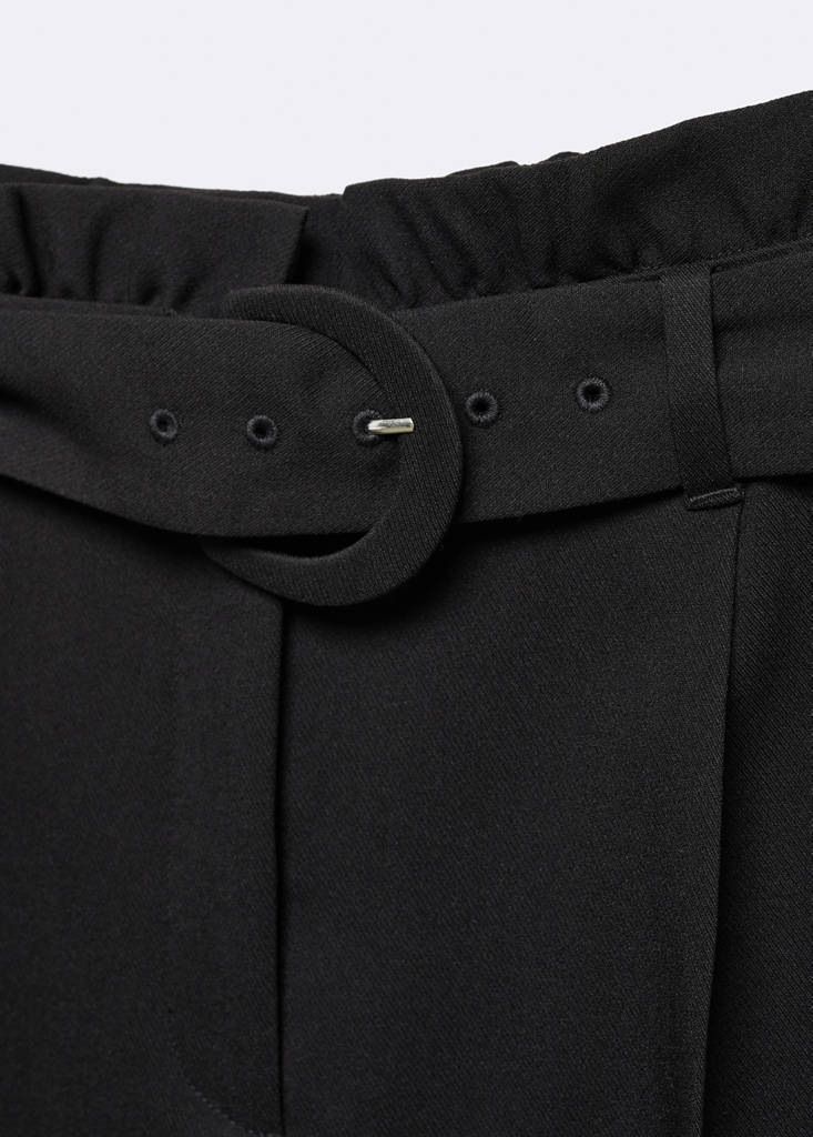 Paperbag trousers with belt — Black
