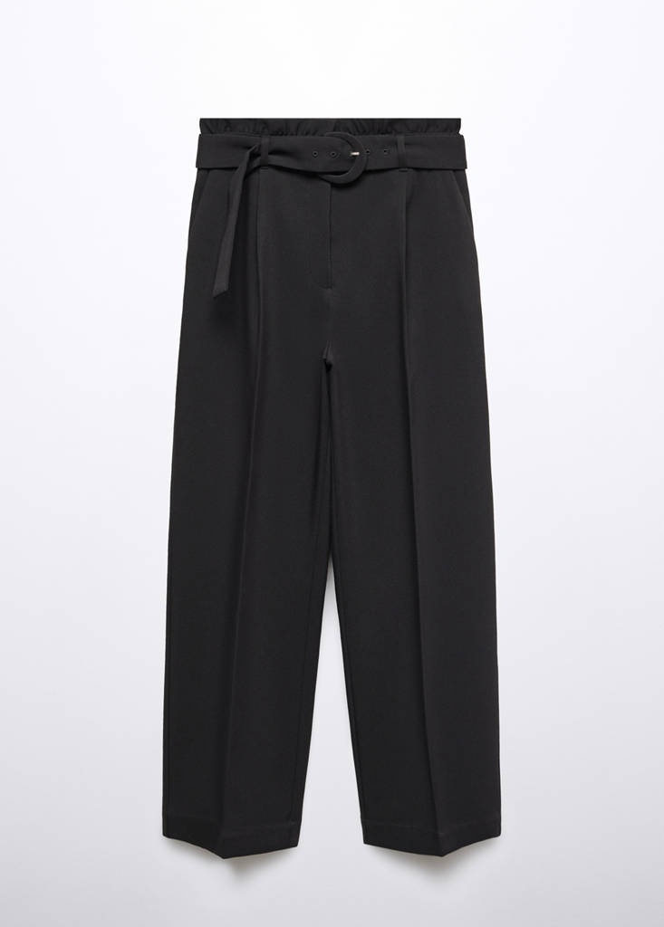 Paperbag trousers with belt — Black