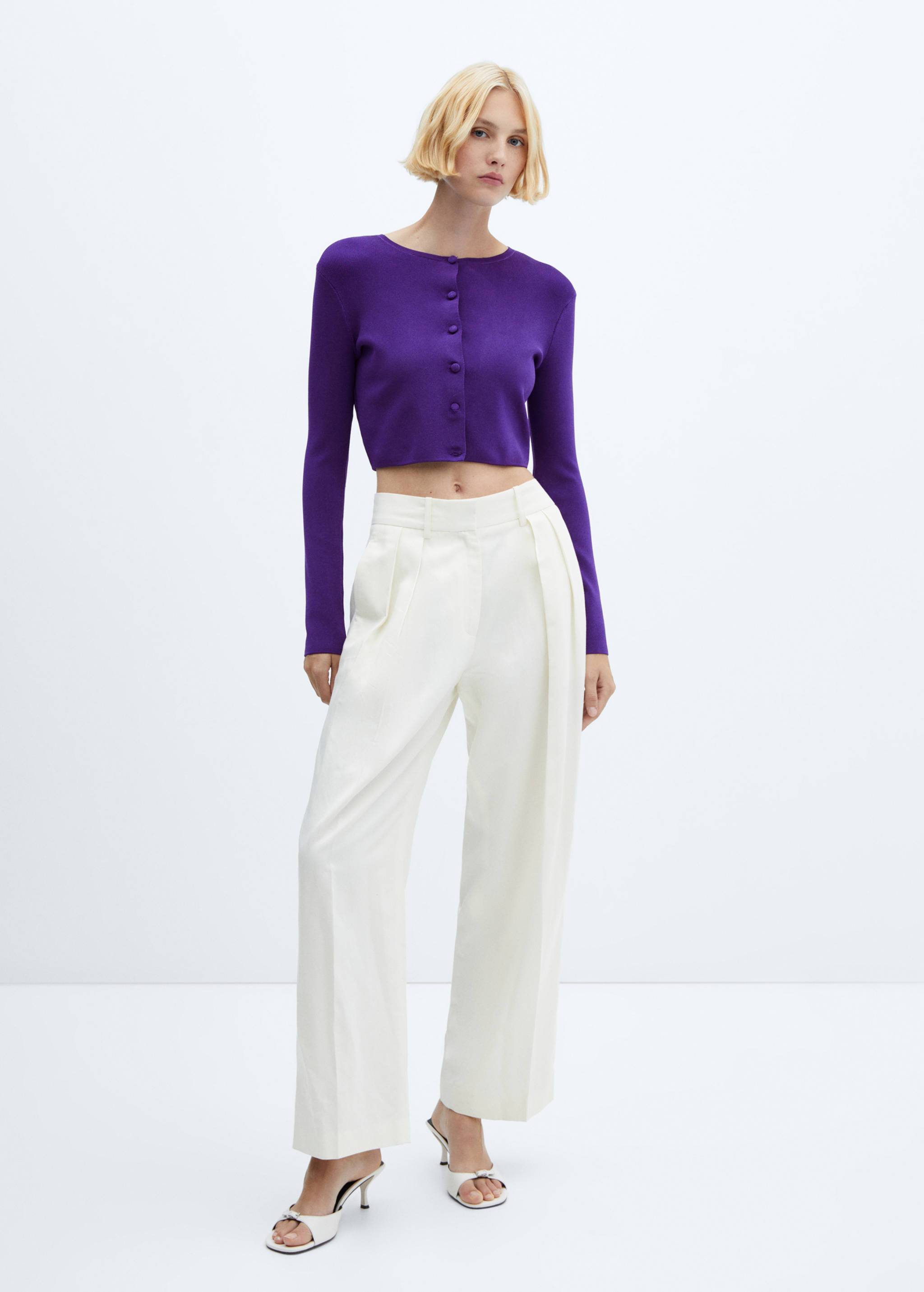 Cropped cardigan with buttons - General plane