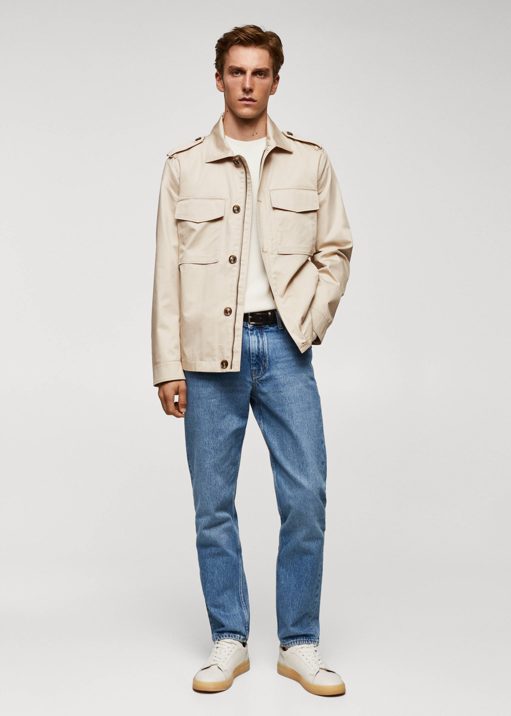 100% cotton jacket with pockets - General plane