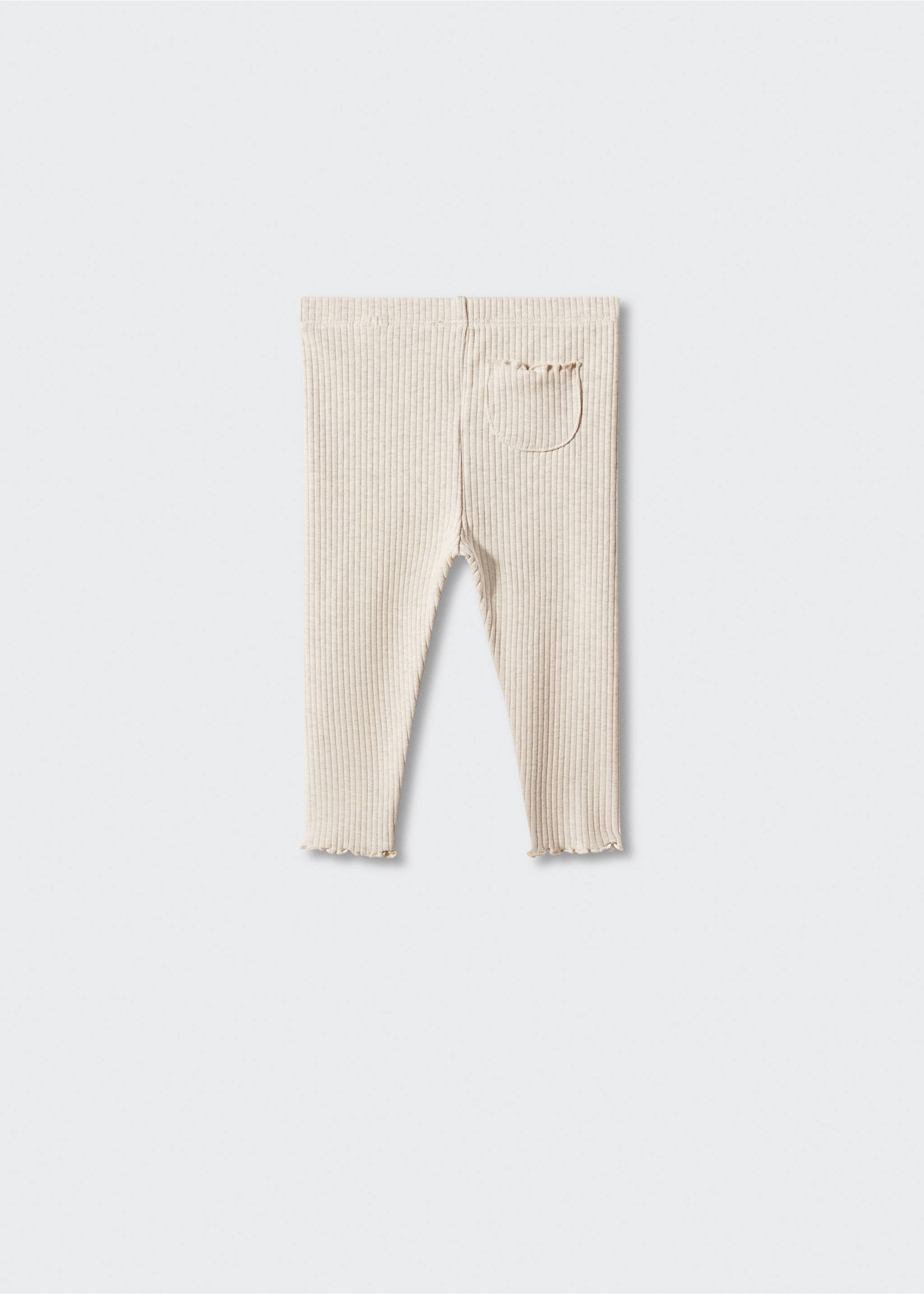 Cotton ribbed leggings - Reverse of the article, Sand. Ref: 57034395-00.