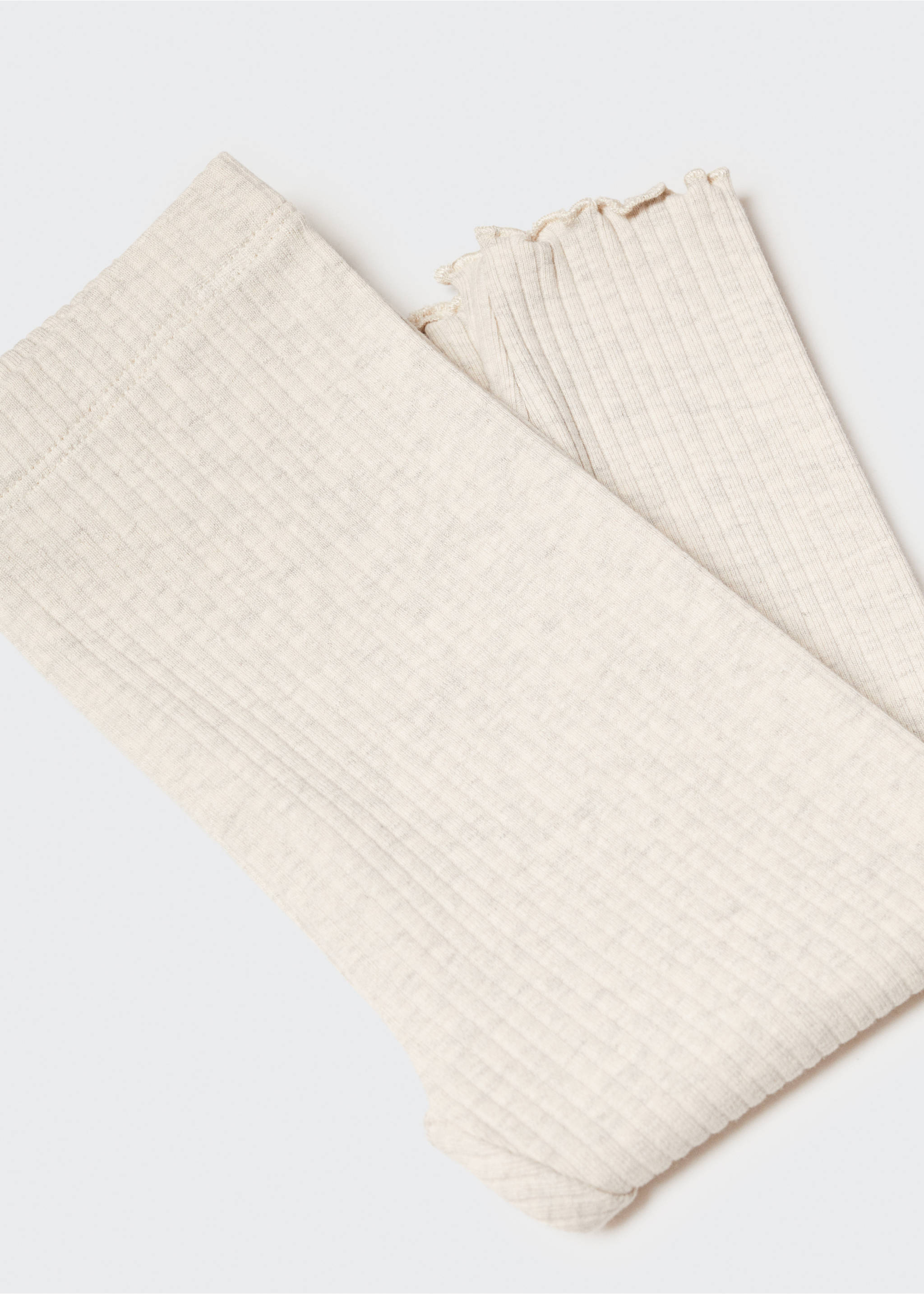 Cotton ribbed leggings - Details of the article 8, Sand. Ref: 57034395-00.