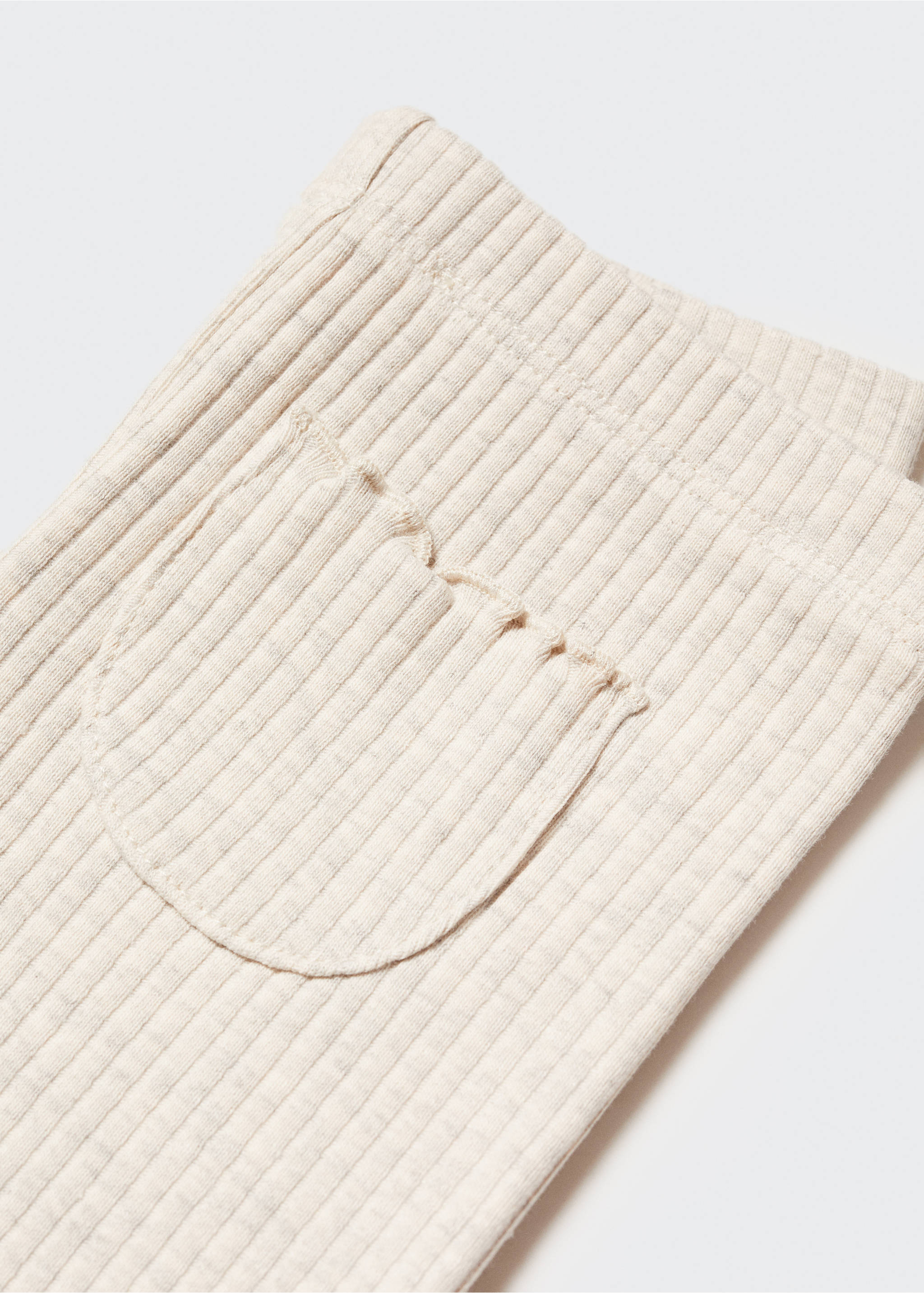 Cotton ribbed leggings - Details of the article 0, Sand. Ref: 57034395-00.