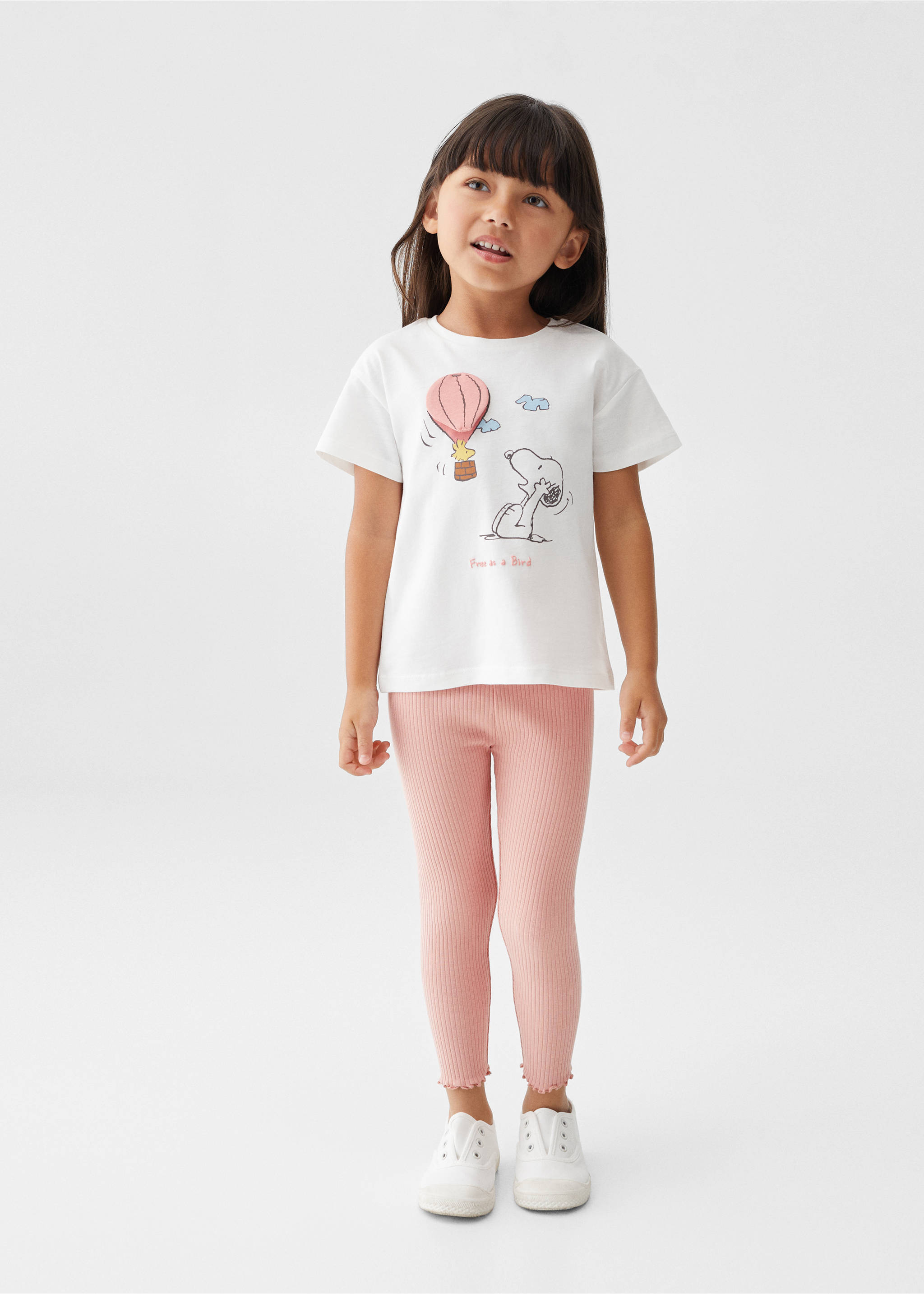 Cotton ribbed leggings - General plane, Pink. Ref: 57034395-00.