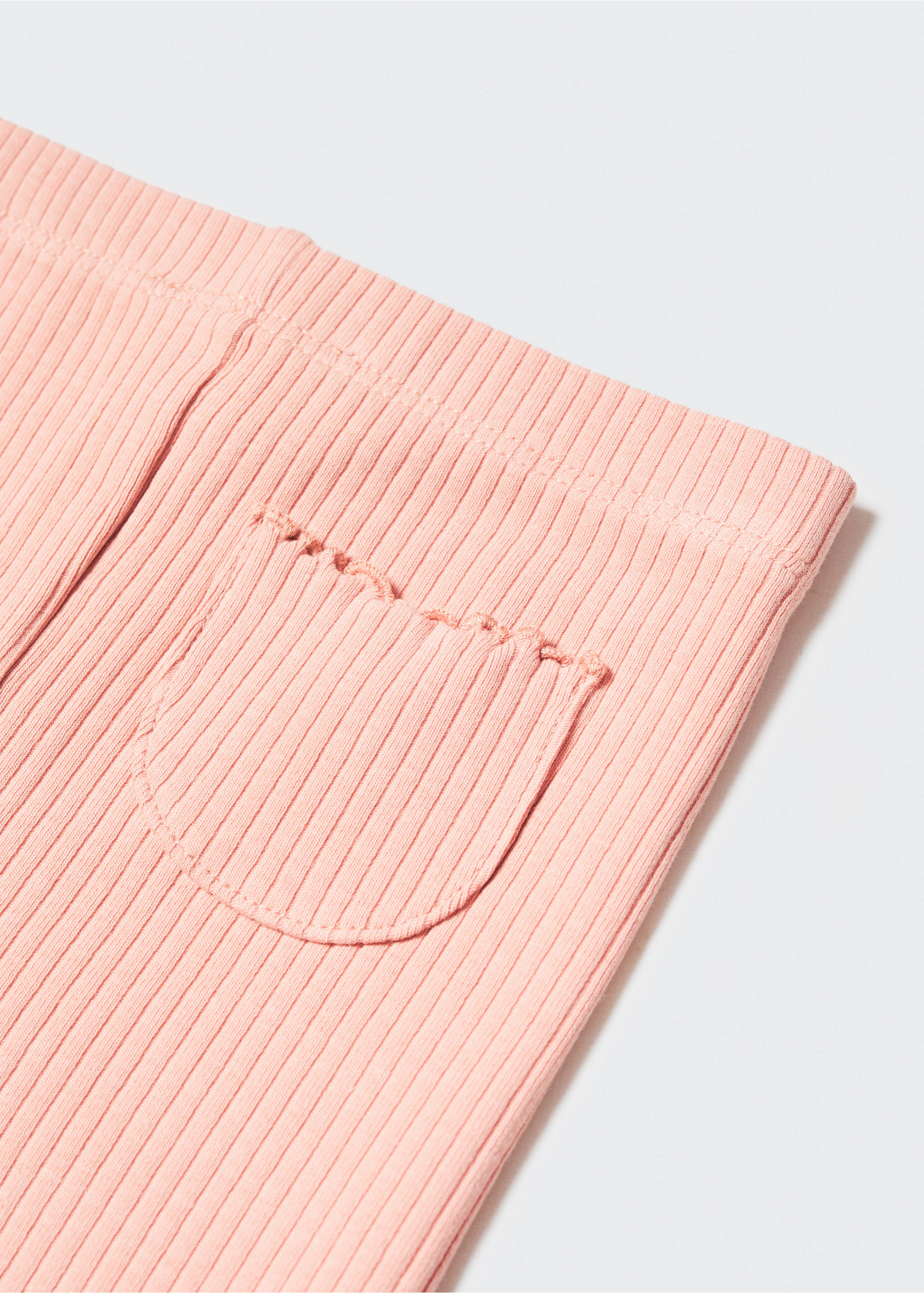 Cotton ribbed leggings - Details of the article 0, Pink. Ref: 57034395-00.