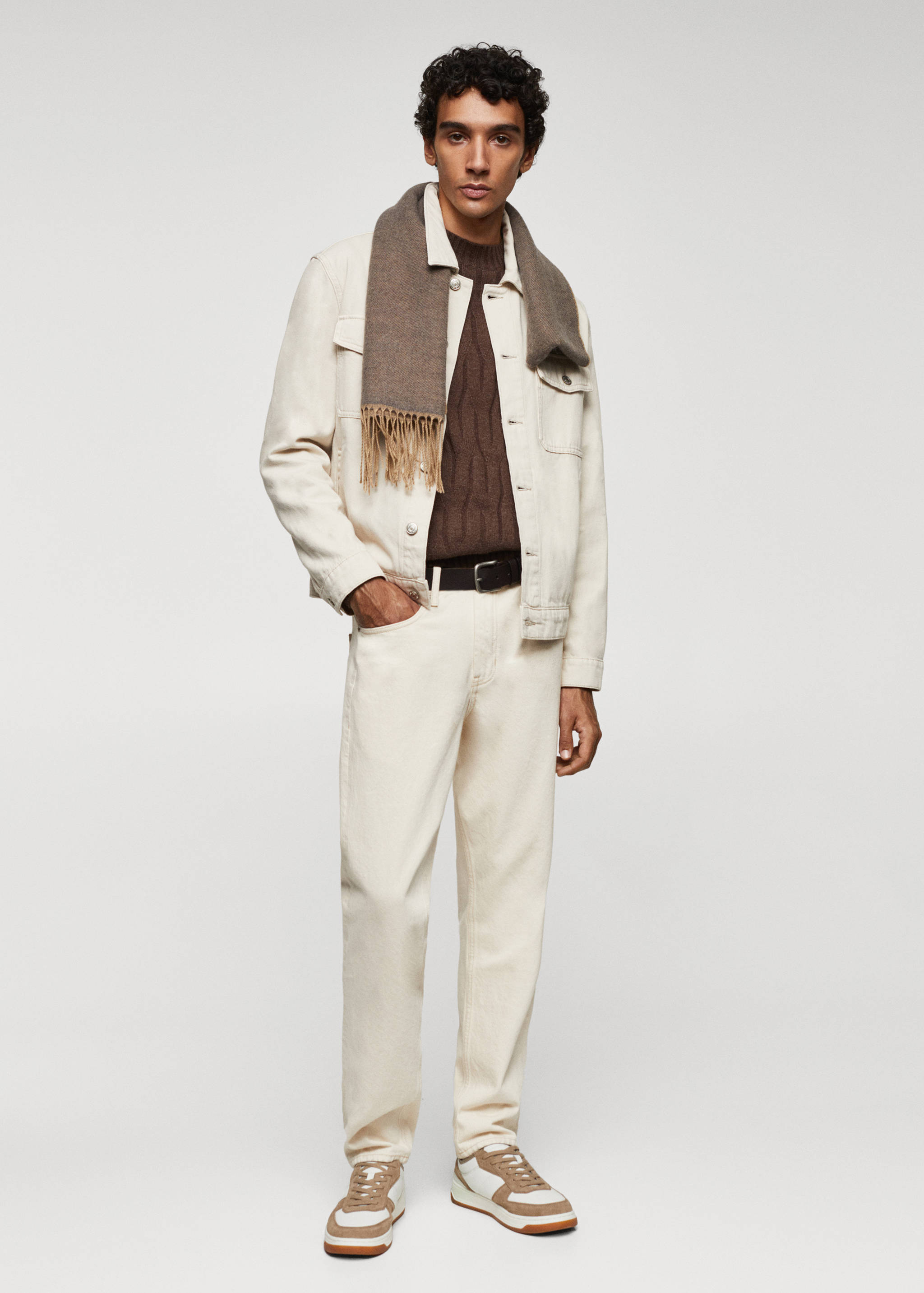 拼接皮革运动鞋 - null