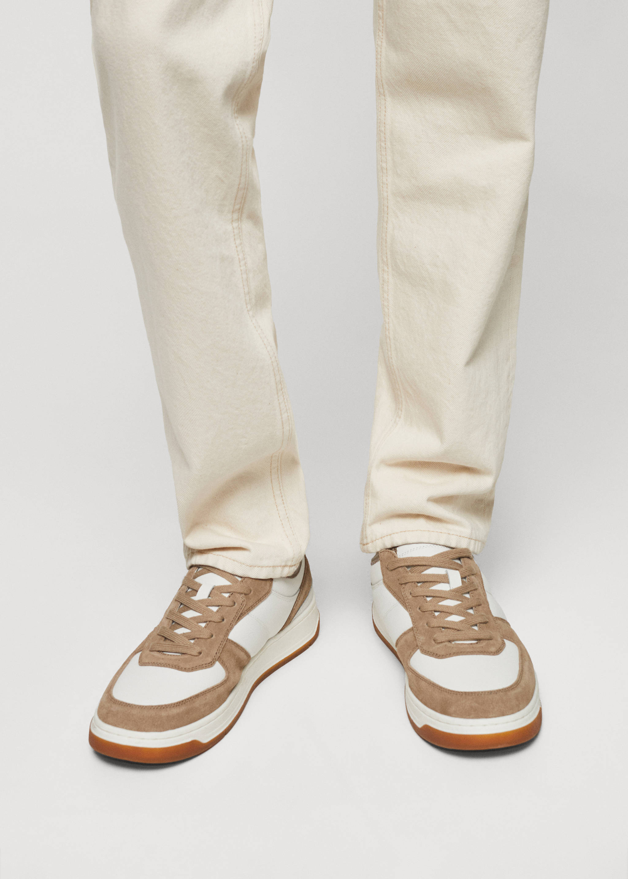 拼接皮革运动鞋 - null