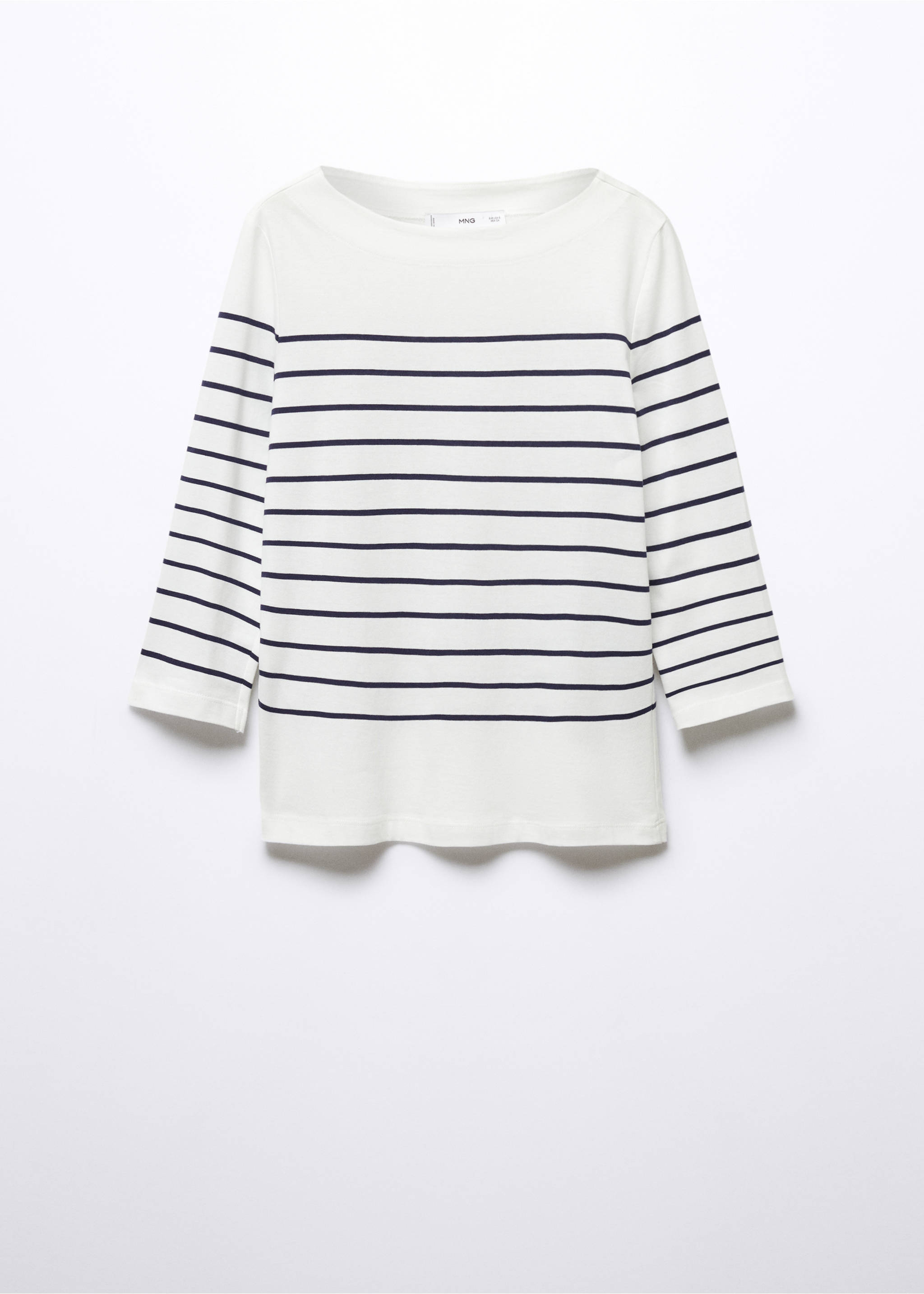 Striped boat-neck t-shirt - Article without model, Navy. Ref: 57034402-00.