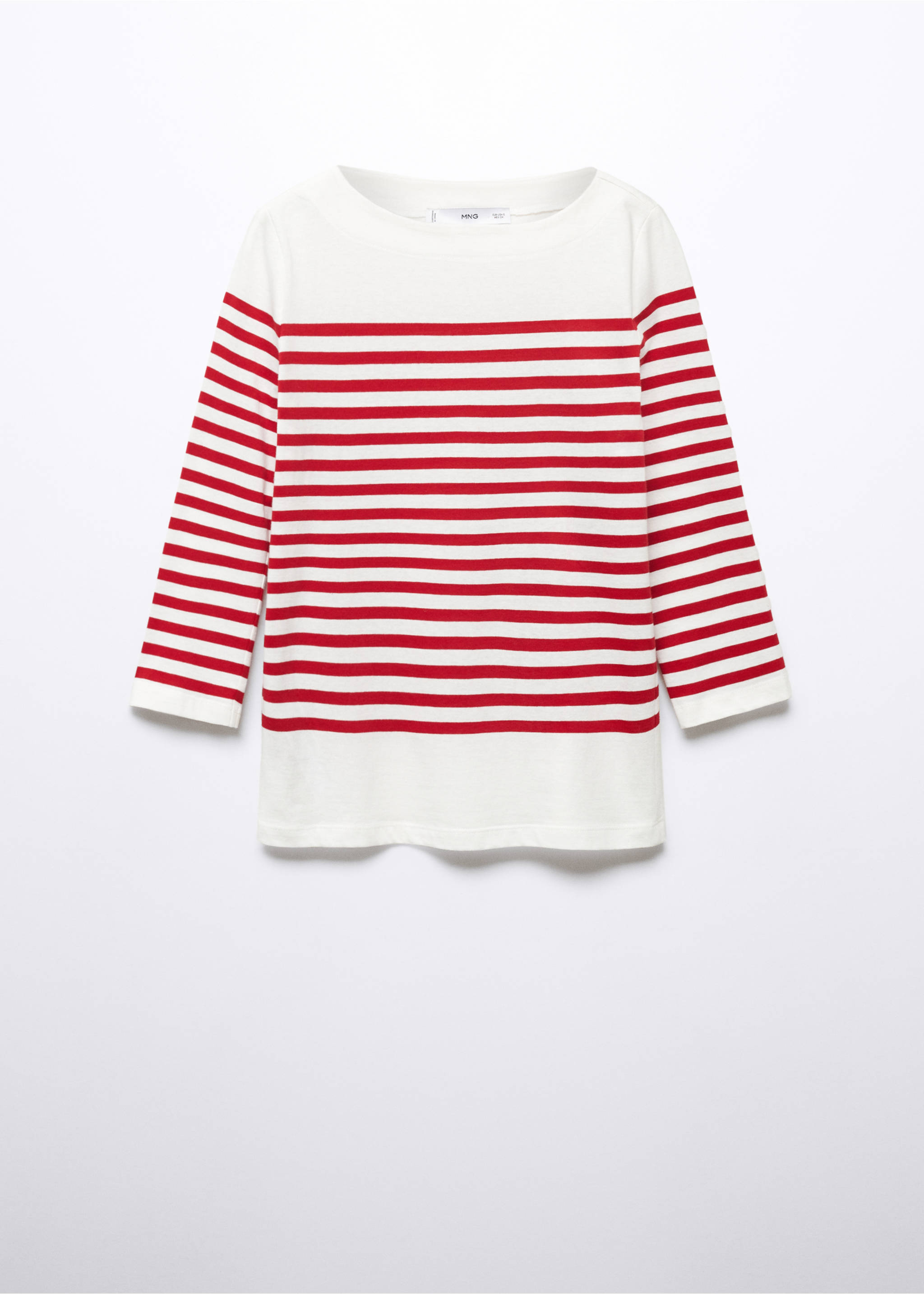 Striped boat-neck t-shirt - Article without model, Red. Ref: 57034402-00.