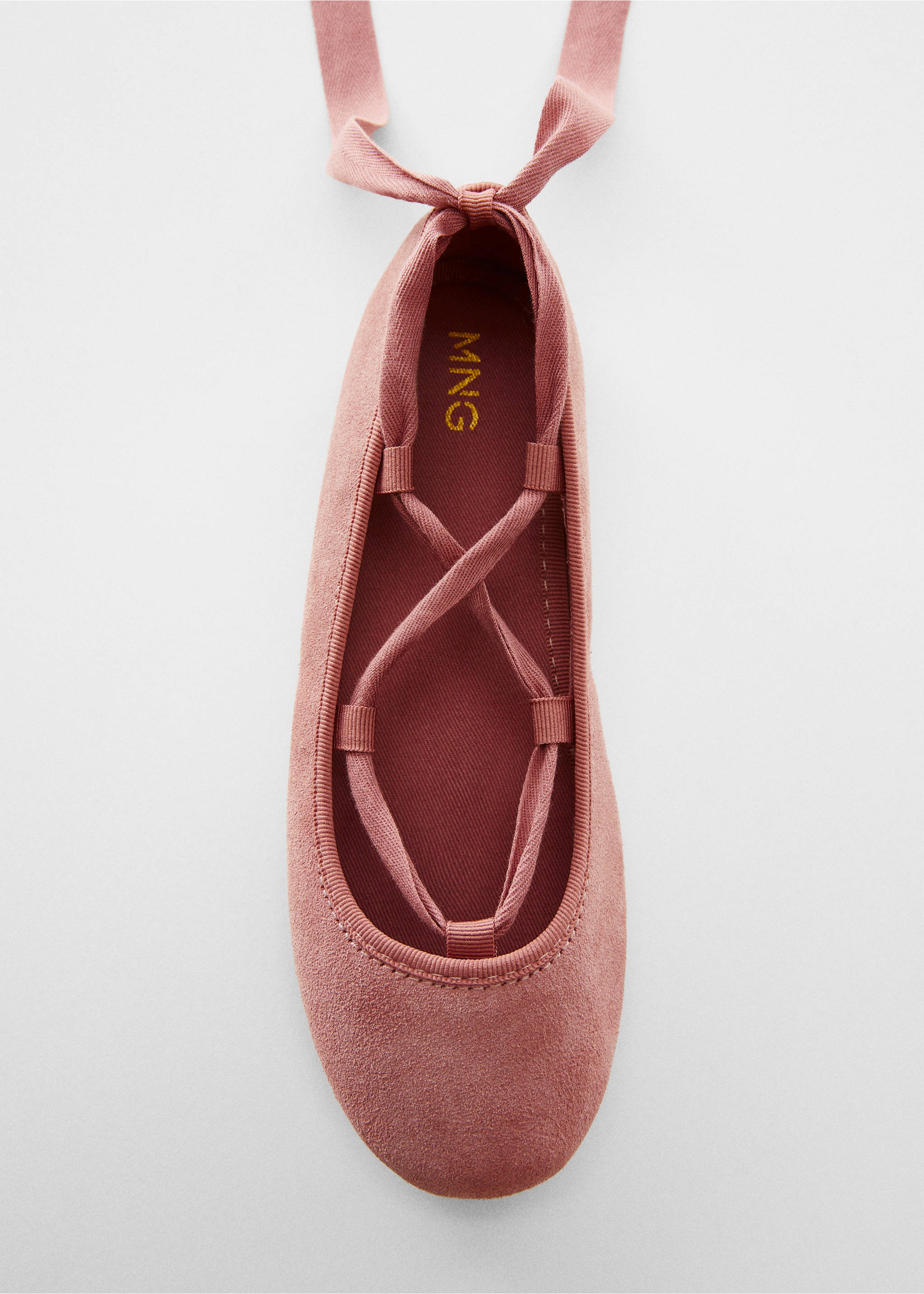 Suede ballerinas - Details of the article 2, Strawberry. Ref: 57035135-00.
