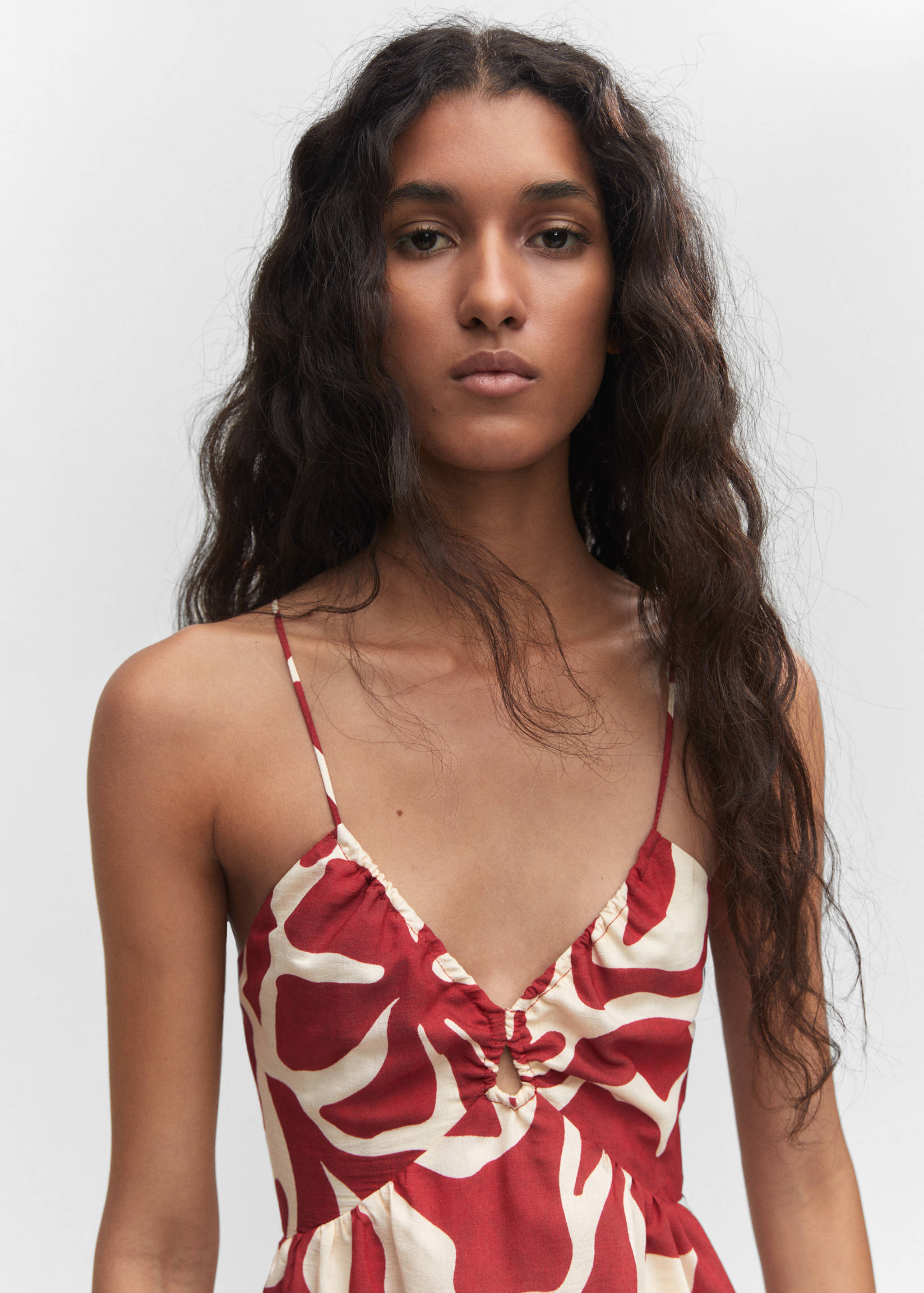 Crossed-back printed dress - Details of the article 1