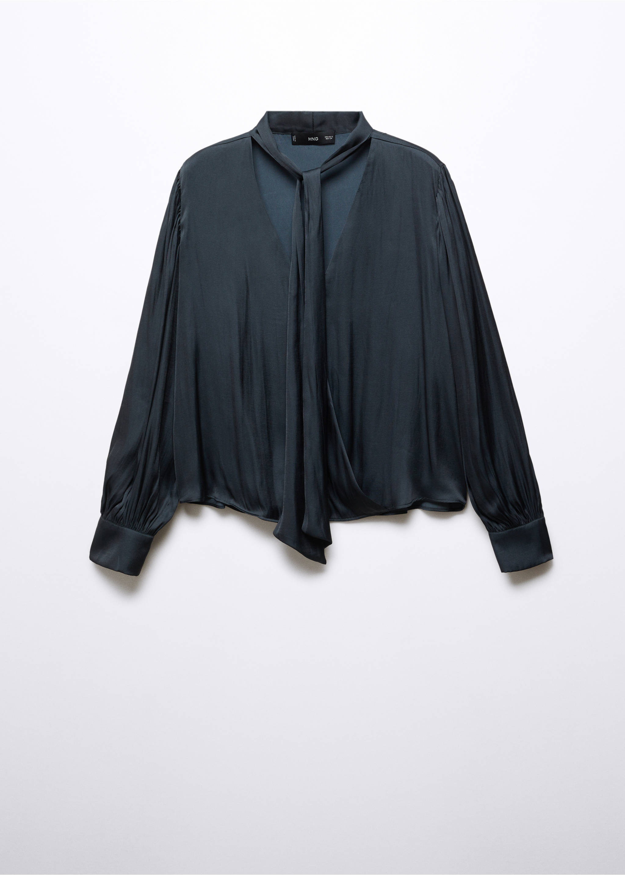 Bow satin blouse - Article without model, Charcoal. Ref: 57035791-00.
