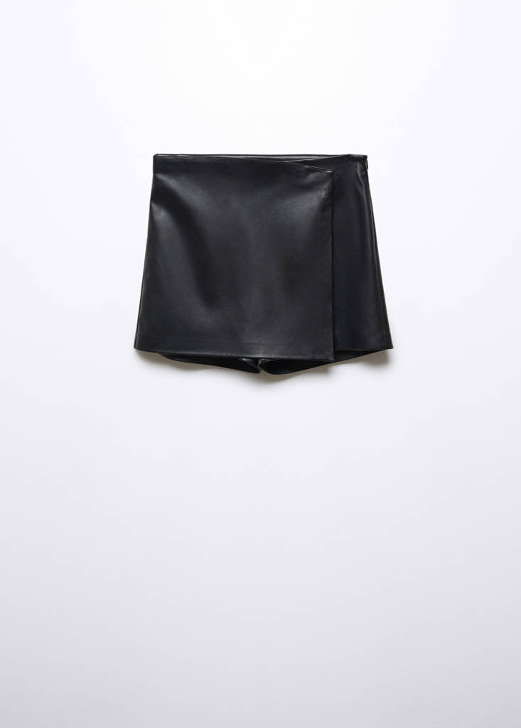 Faux-leather culottes — Black