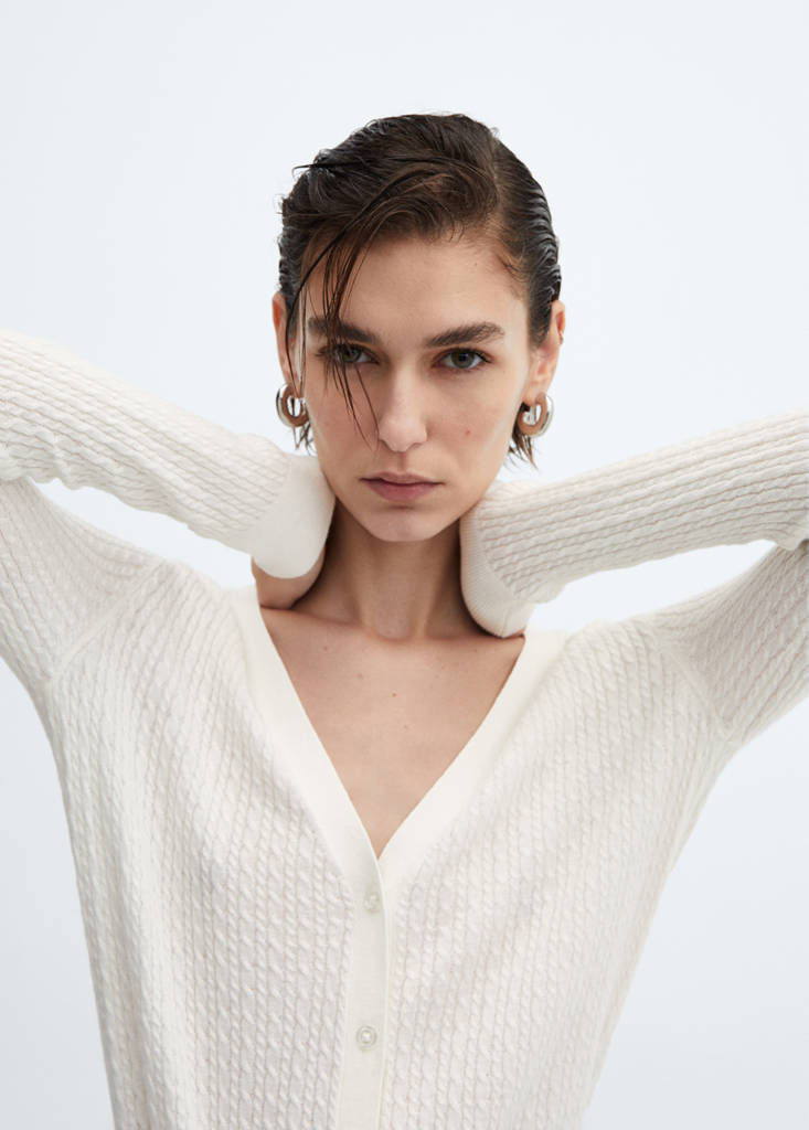 Twisted wool cardigan — Ecru