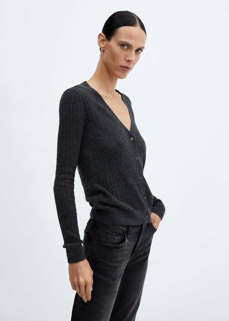 Twisted wool cardigan — Charcoal