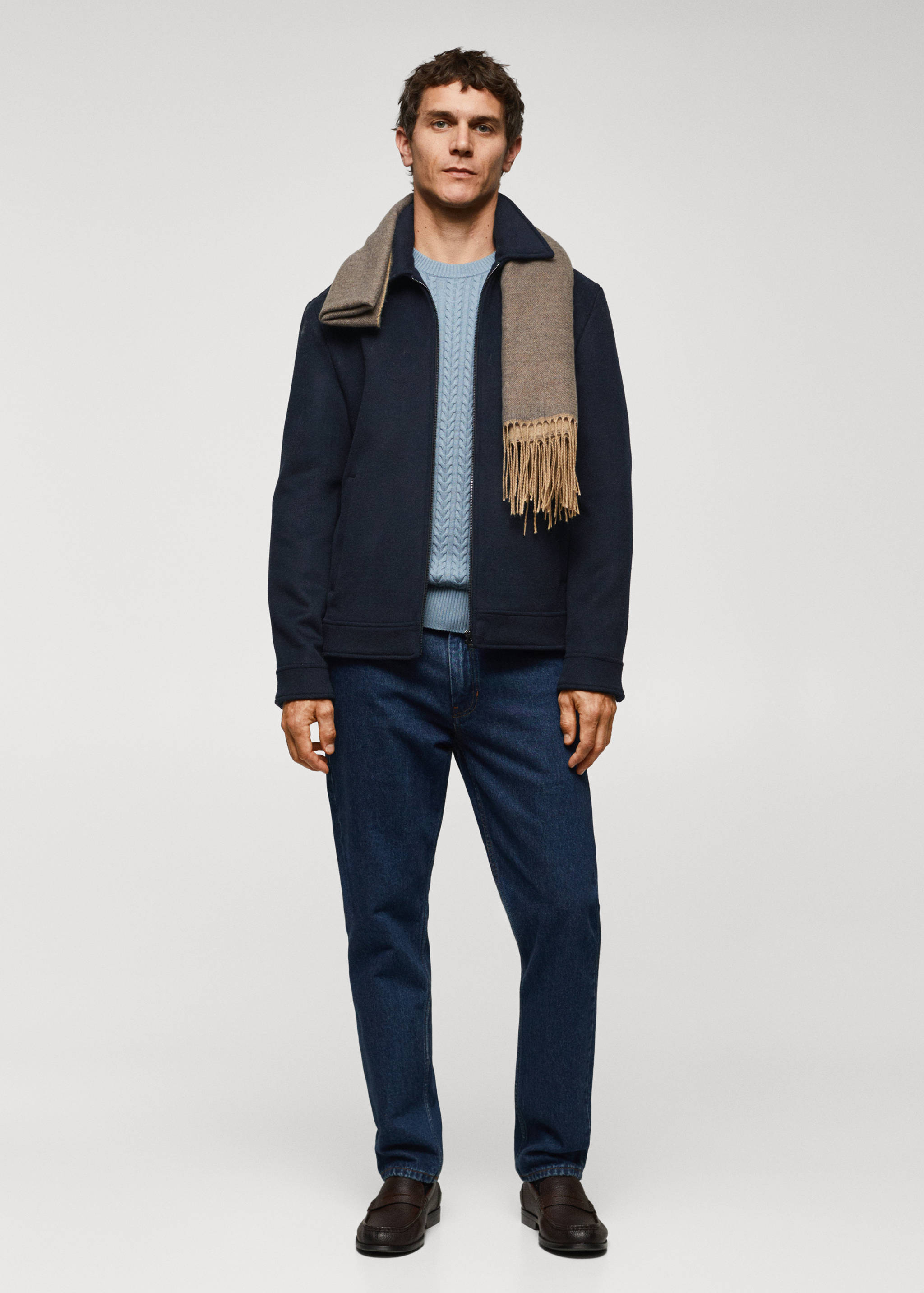 Straight recycled wool jacket - General plane