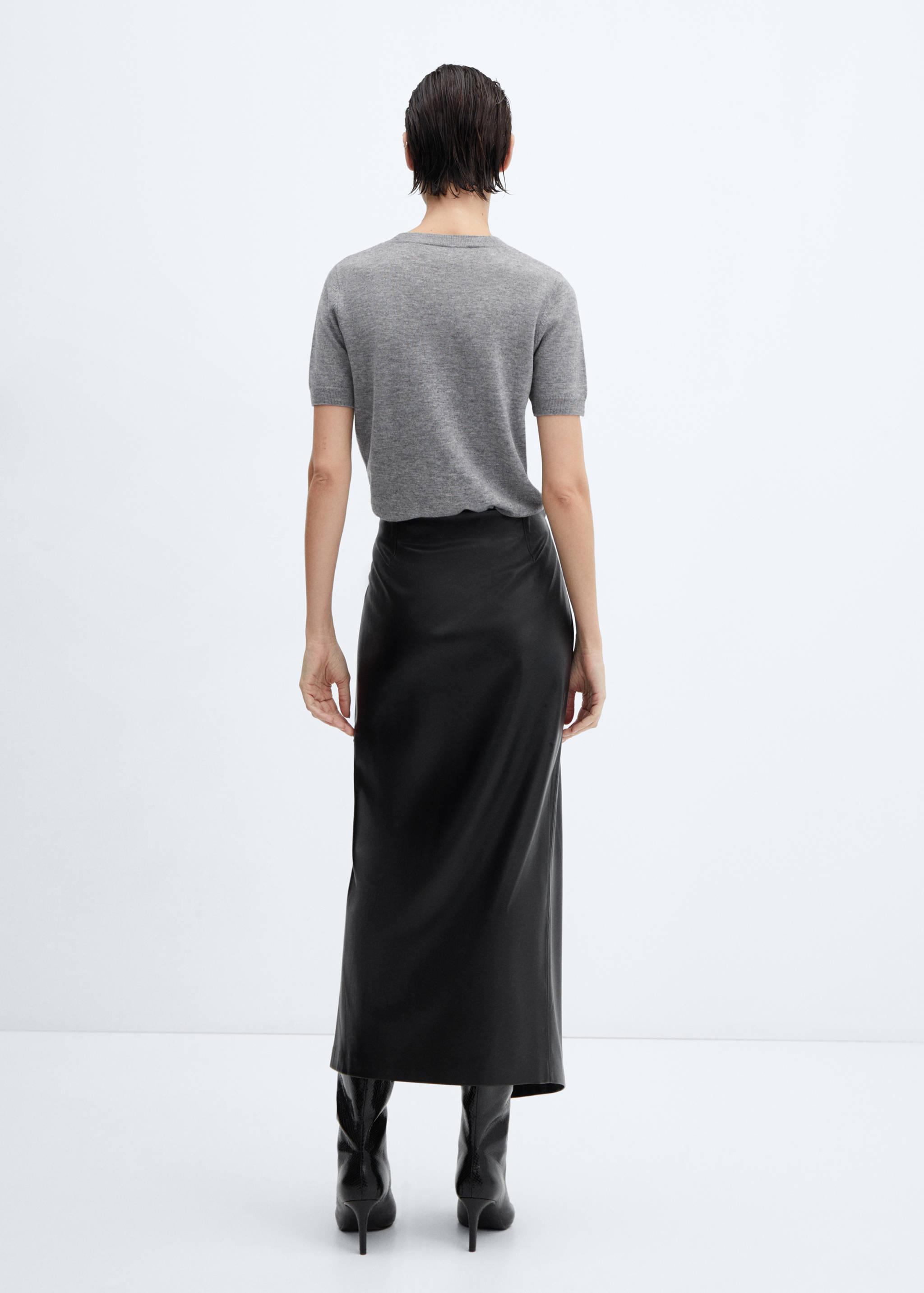 Draped faux-leather midi-skirt - Reverse of the article