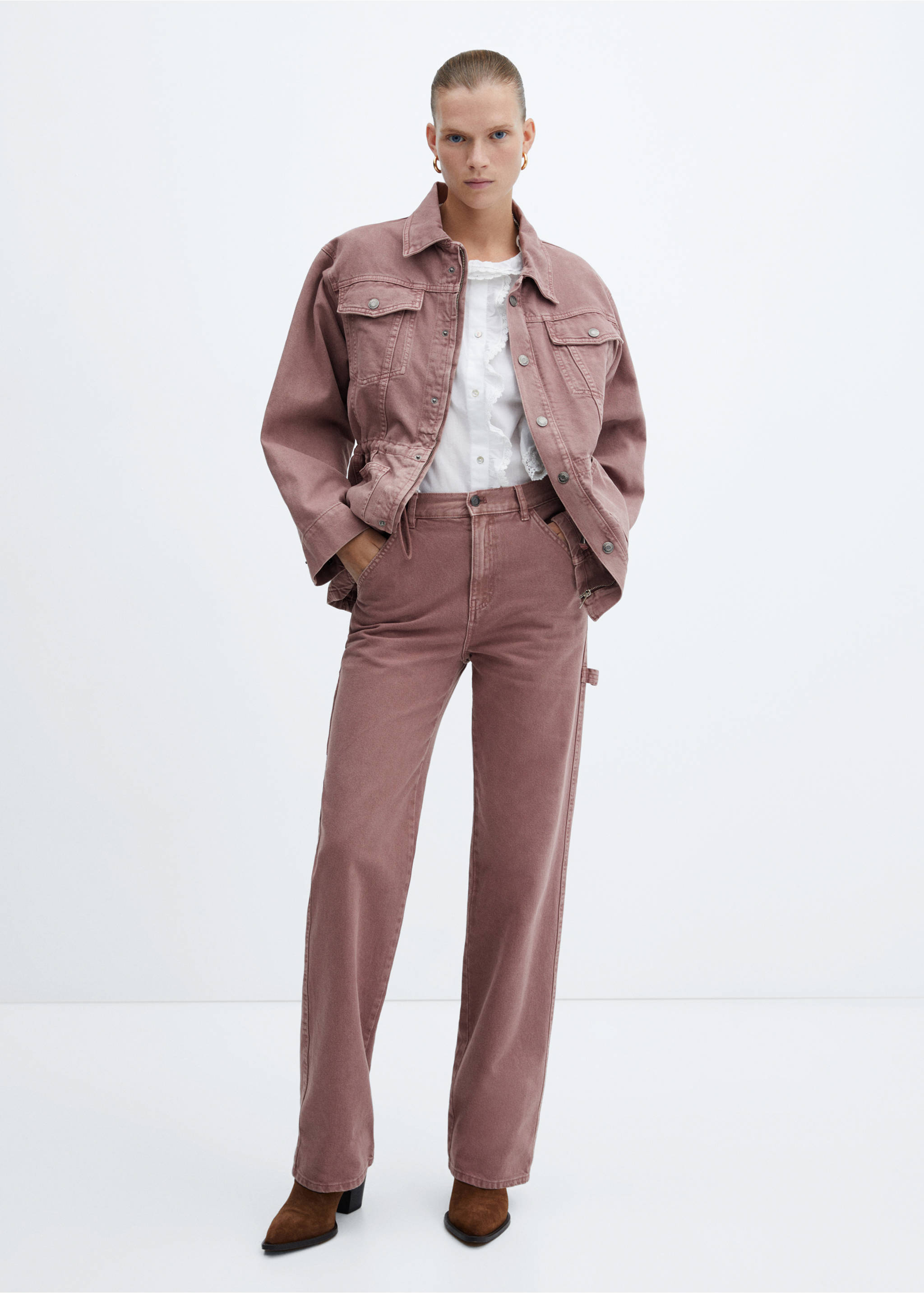 Denim jacket with drawstring - General plane, Light/Pastel Purple. Ref: 57035980-00.