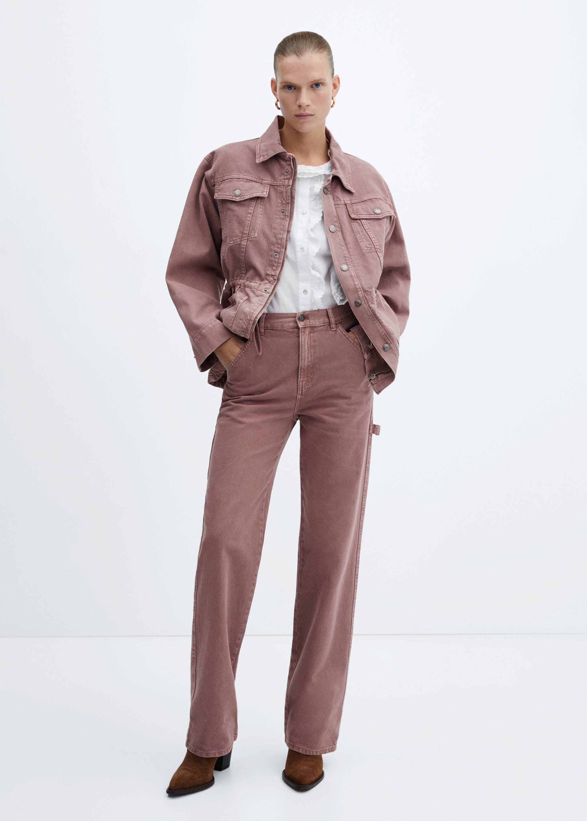 Denim jacket with drawstring - General plane