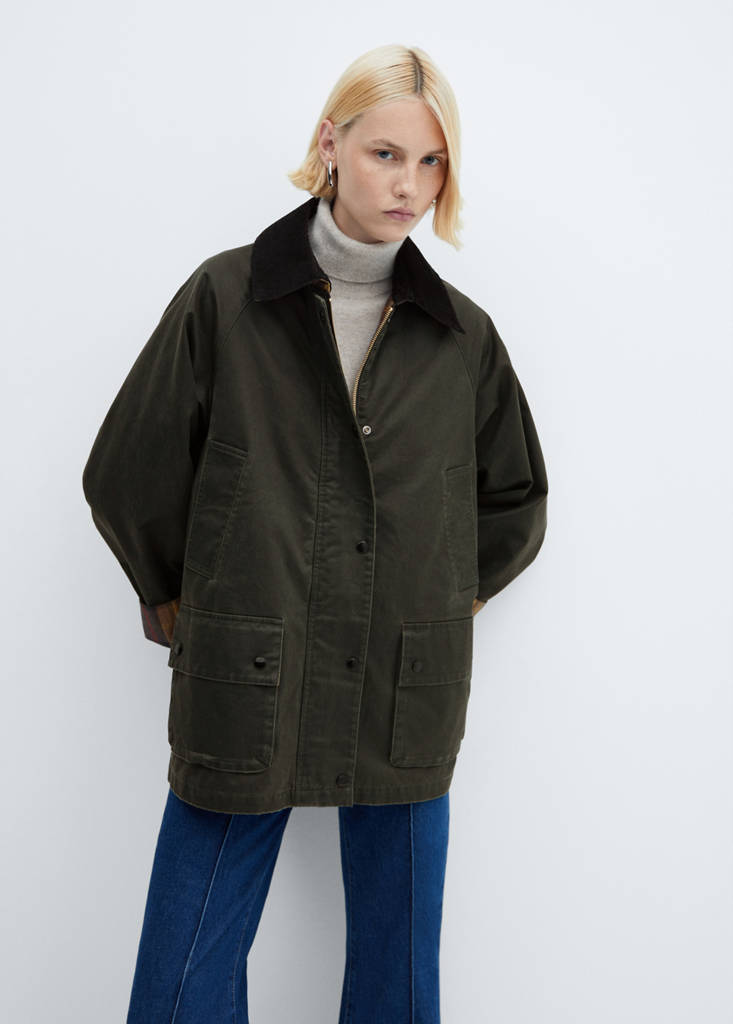 Waxed-effect short barn jacket