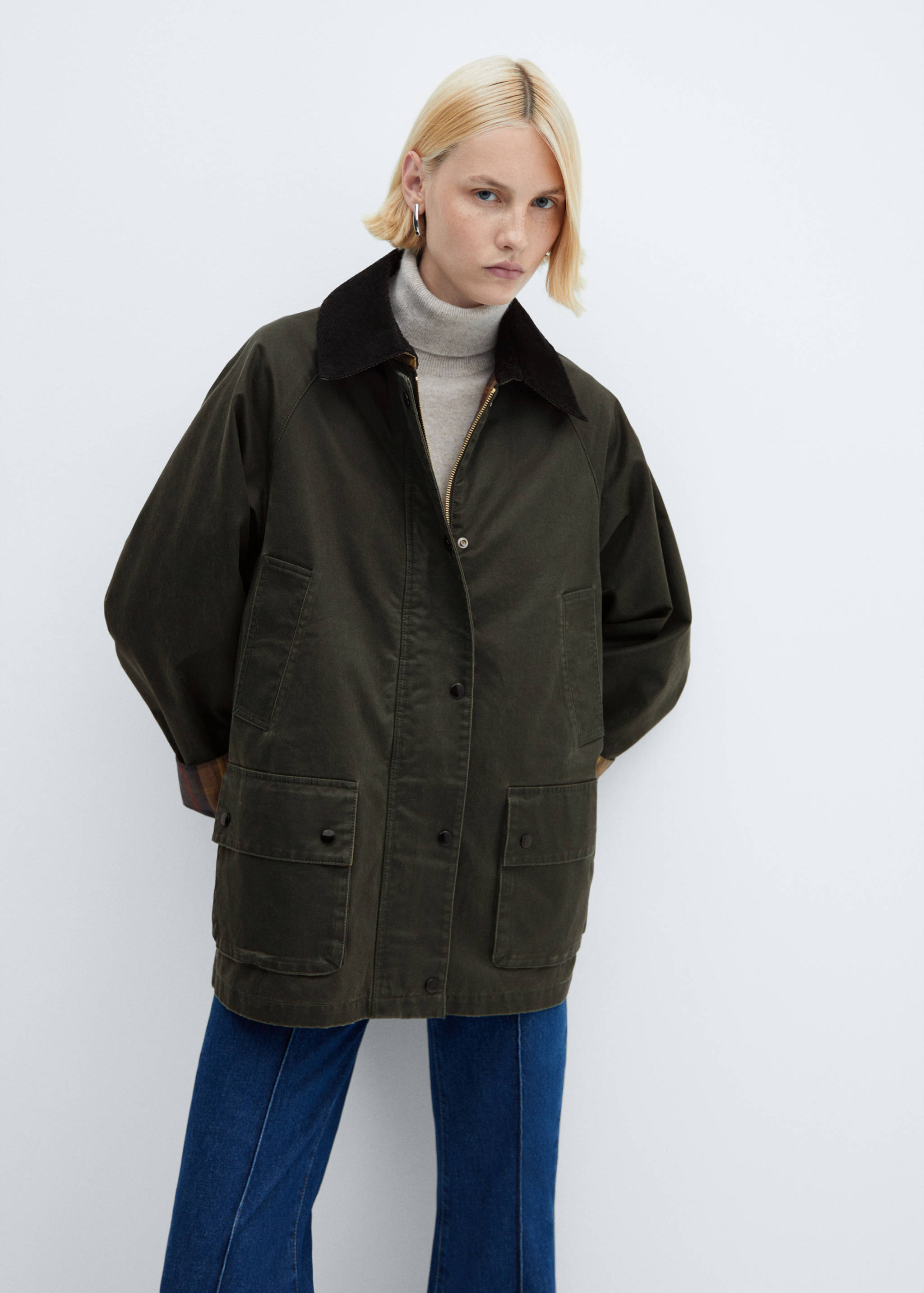 Waxed-effect short parka - Medium plane