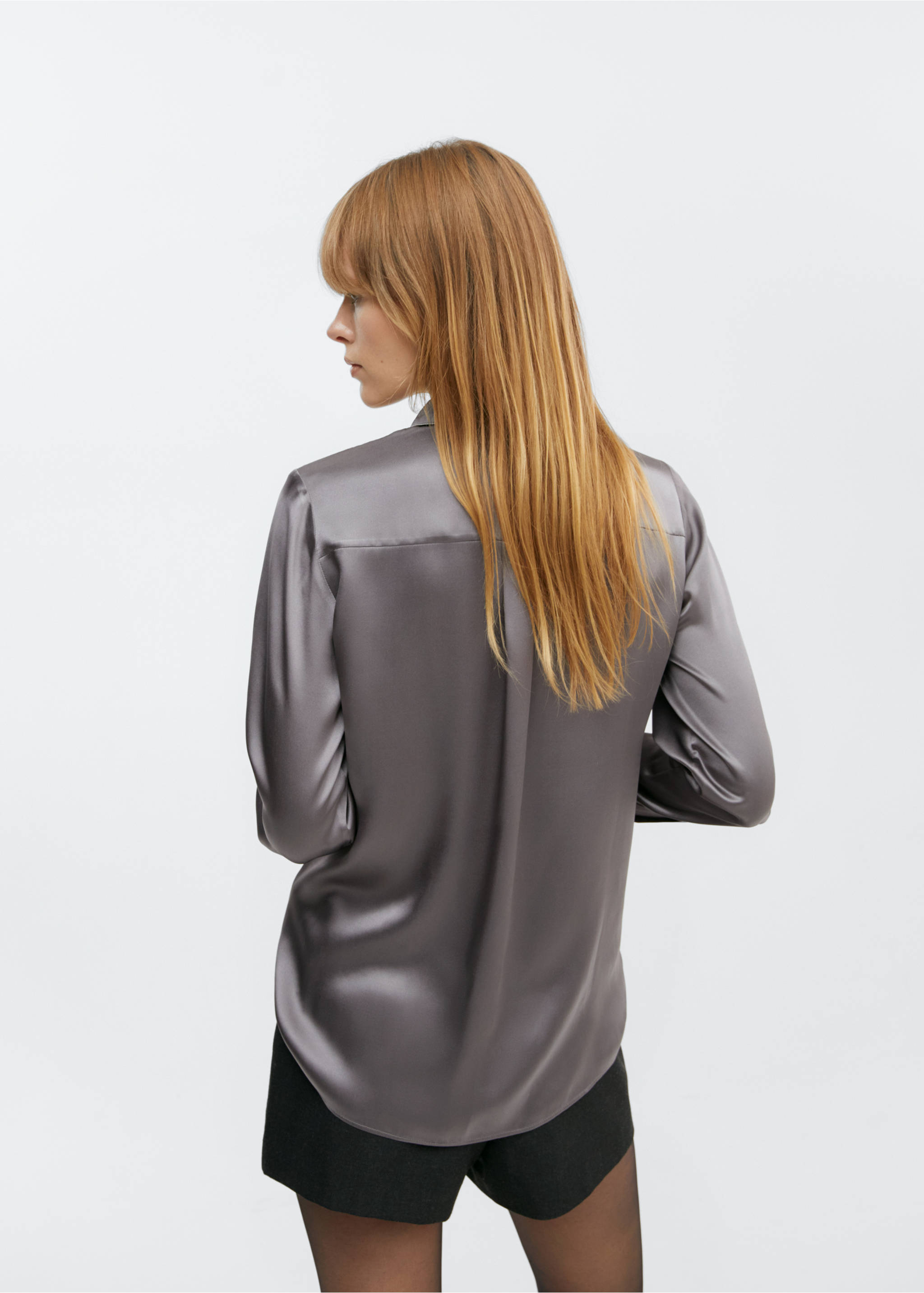 Camisa seda ribetes - Reverso del artículo, Gris antracita. Ref: 57035984-00.
