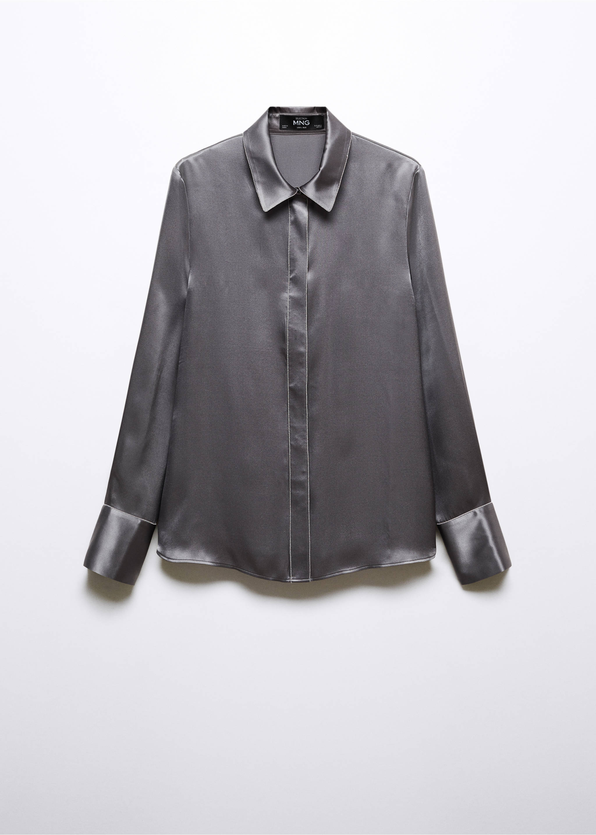 Camisa seda ribetes - Artículo sin modelo, Gris antracita. Ref: 57035984-00.