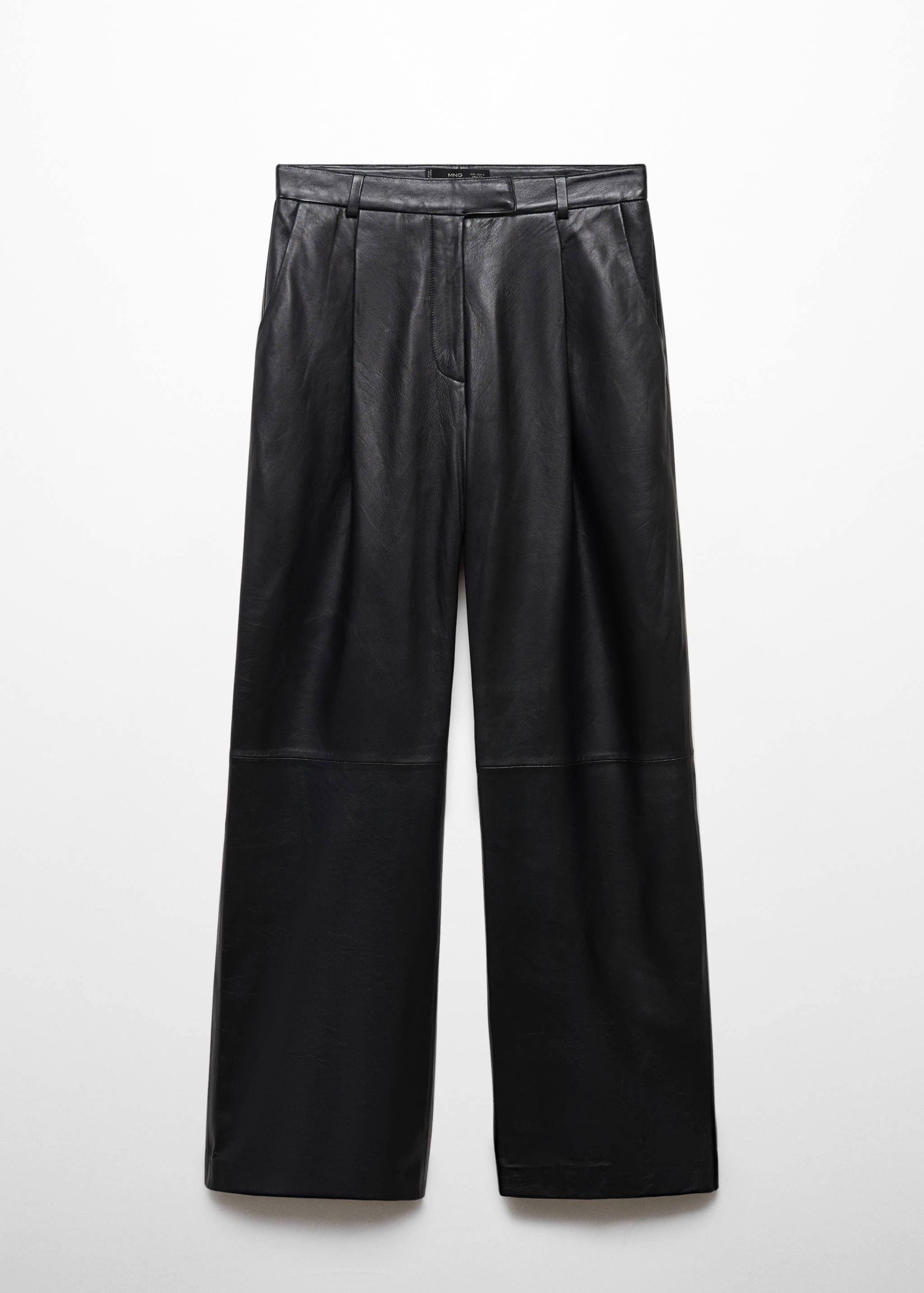 High-waist straight leather trousers - Article without model