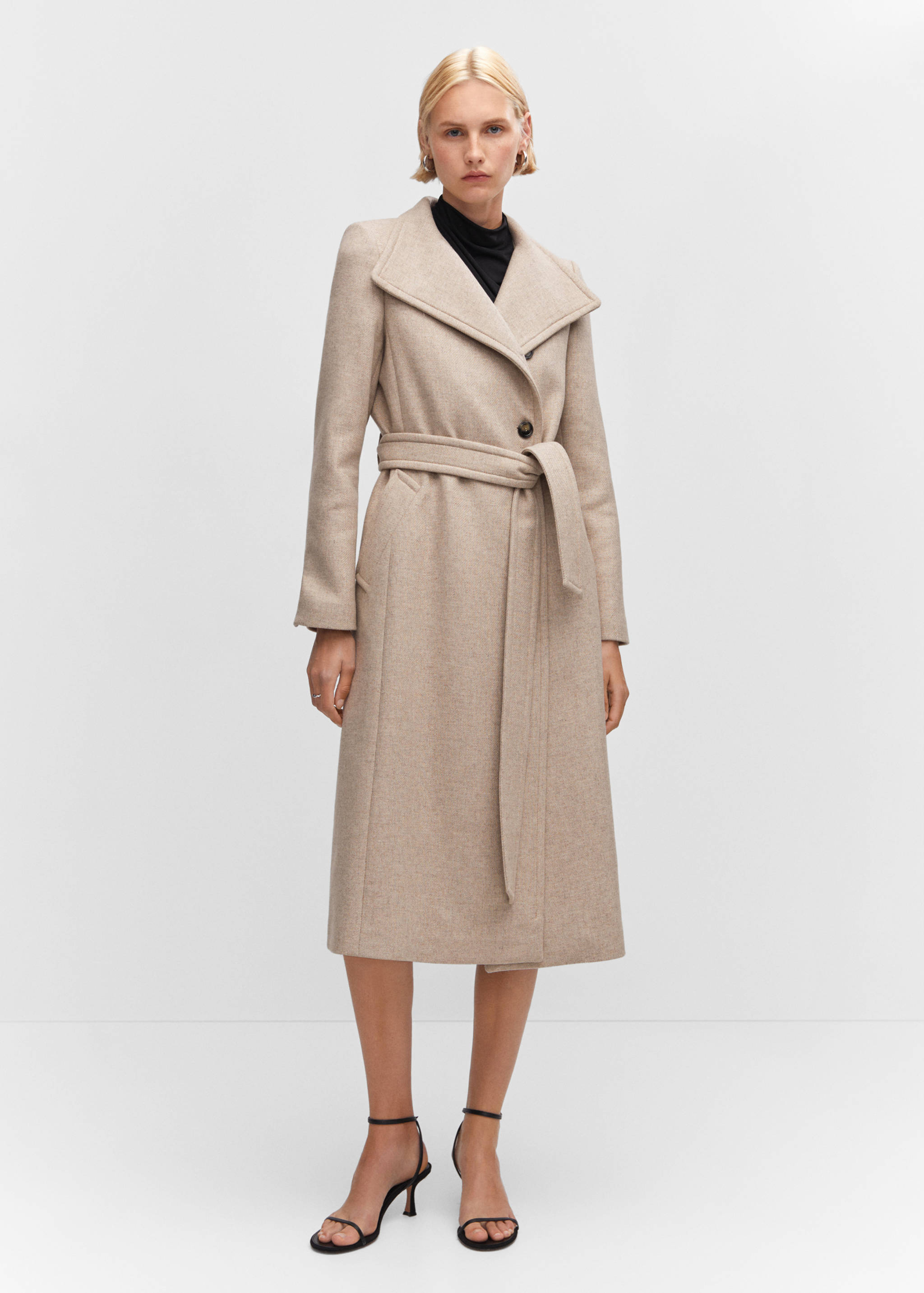 Belted Manteco wool coat - General plane