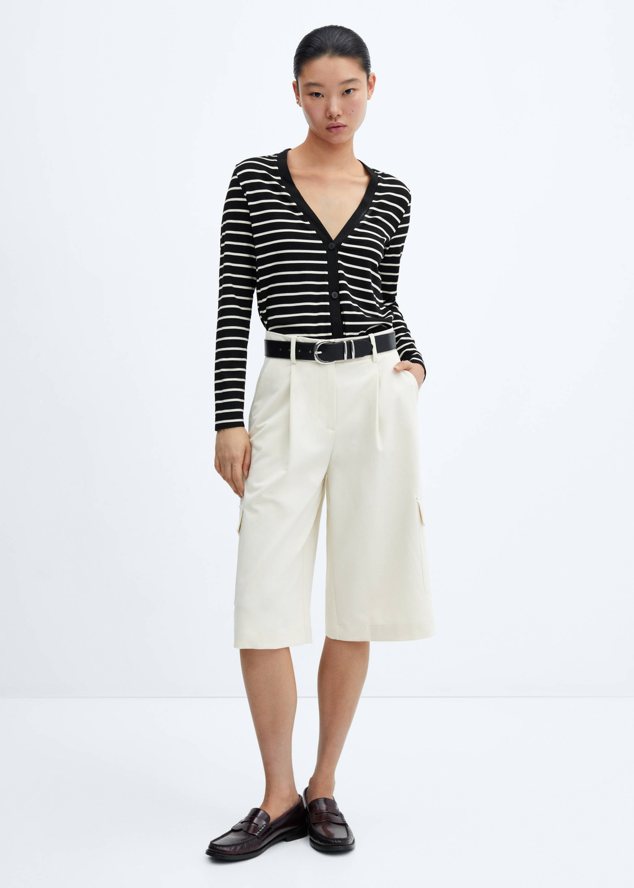 Cardigan rayures maille côtelée - Plan général