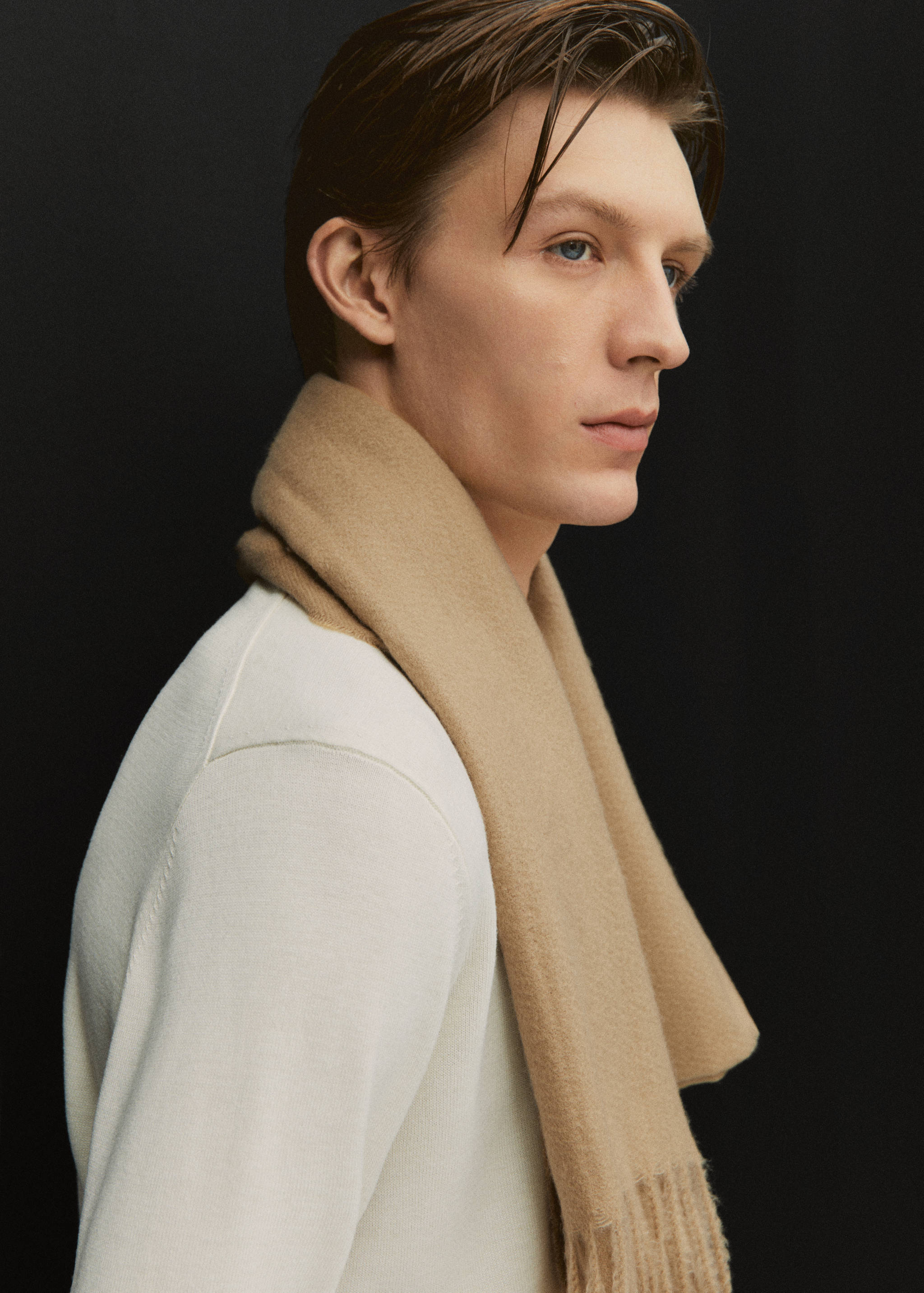 双色流苏围巾 - null