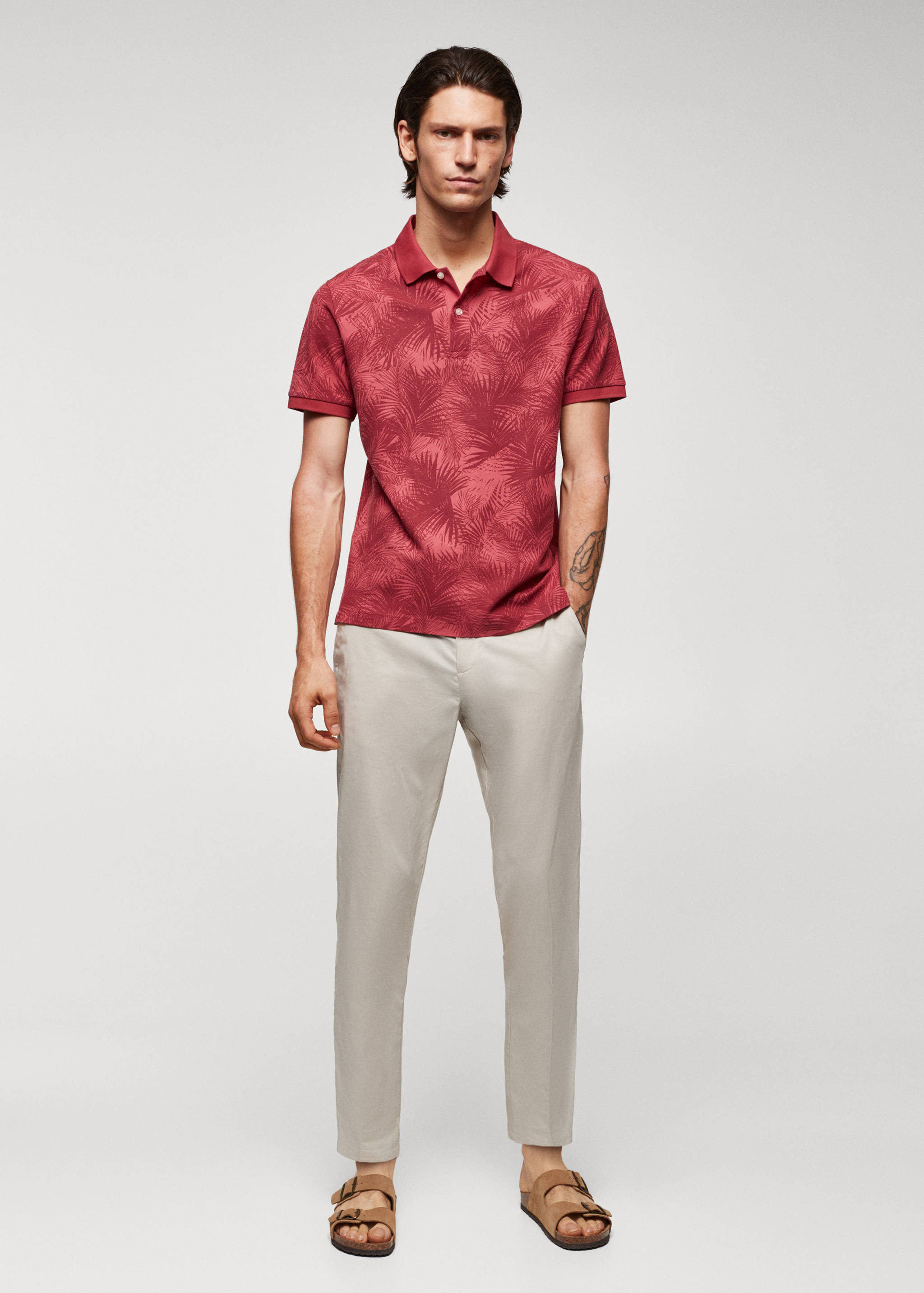 棕榈叶印花Polo衬衫 - null