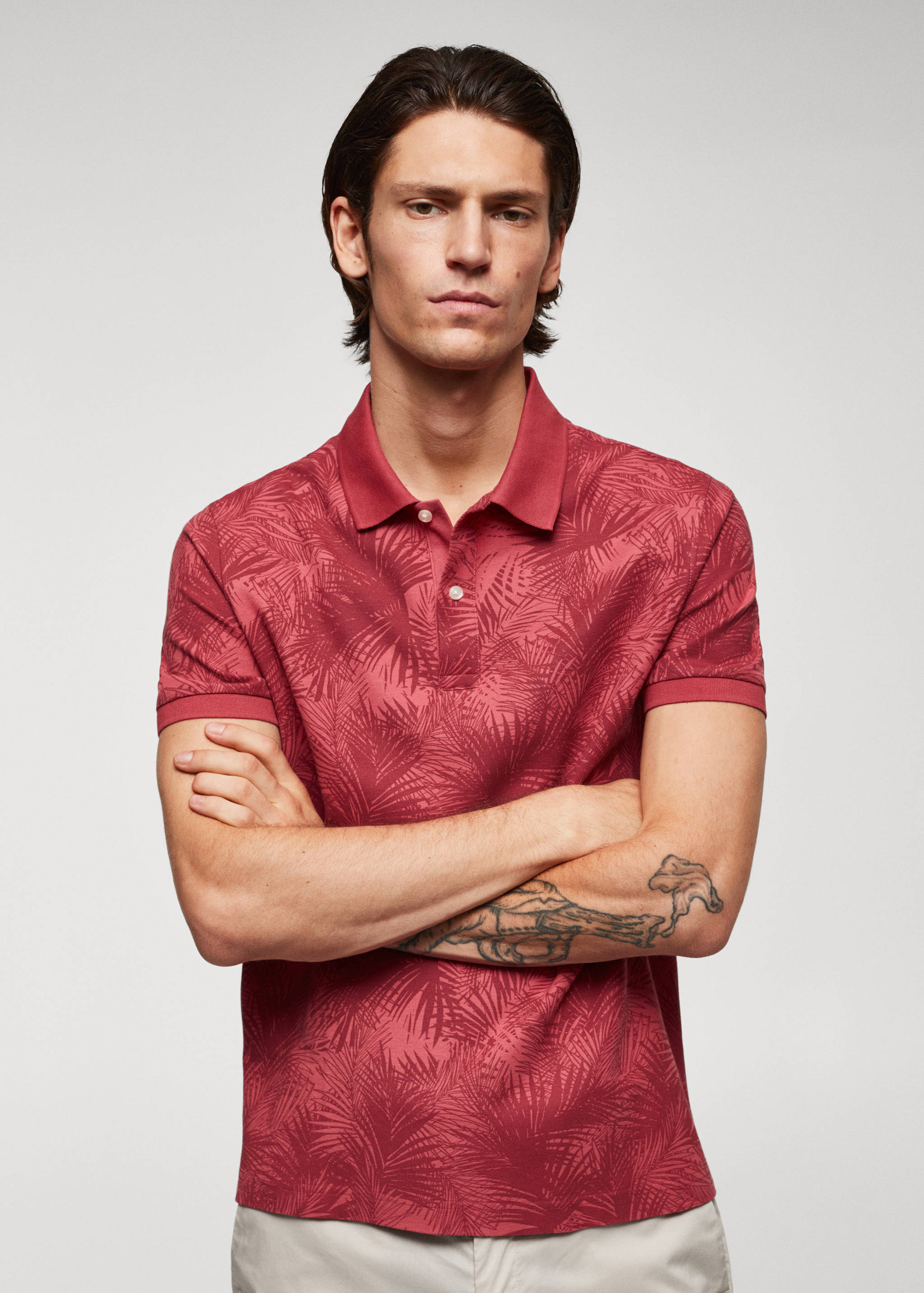 棕榈叶印花Polo衬衫 - null