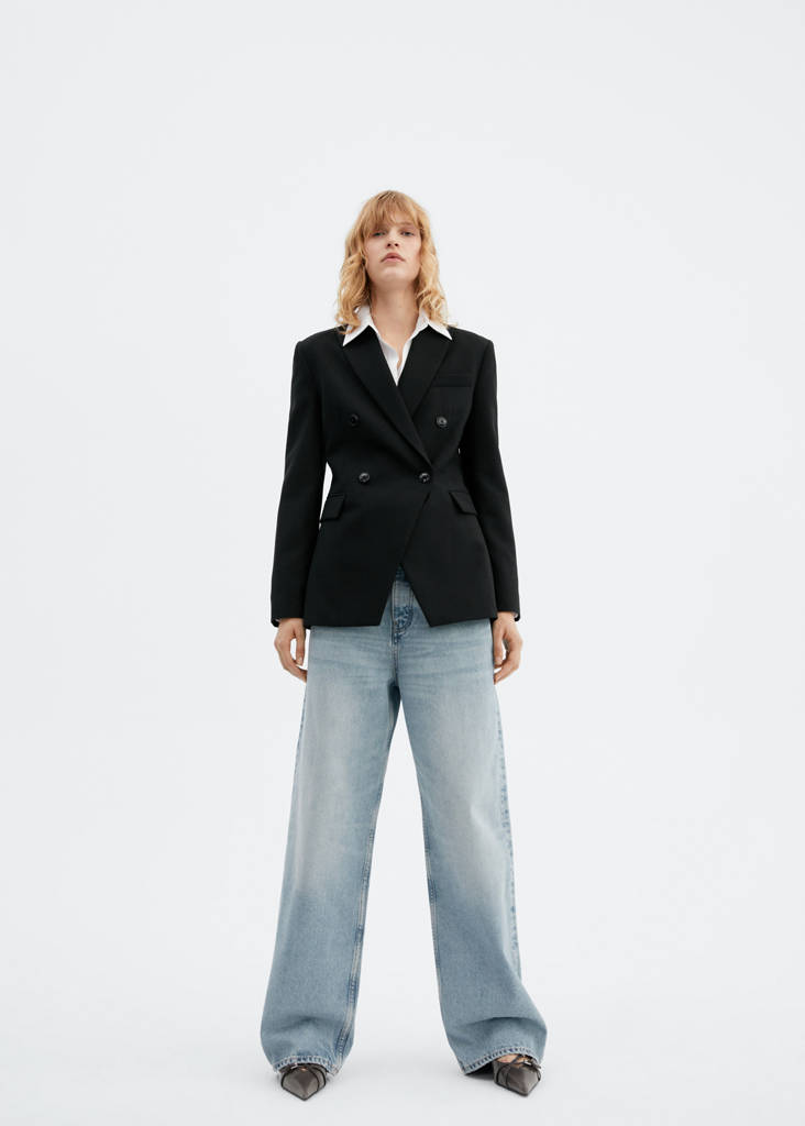 Wide leg mid-rise jeans — Medium Vintage Blue