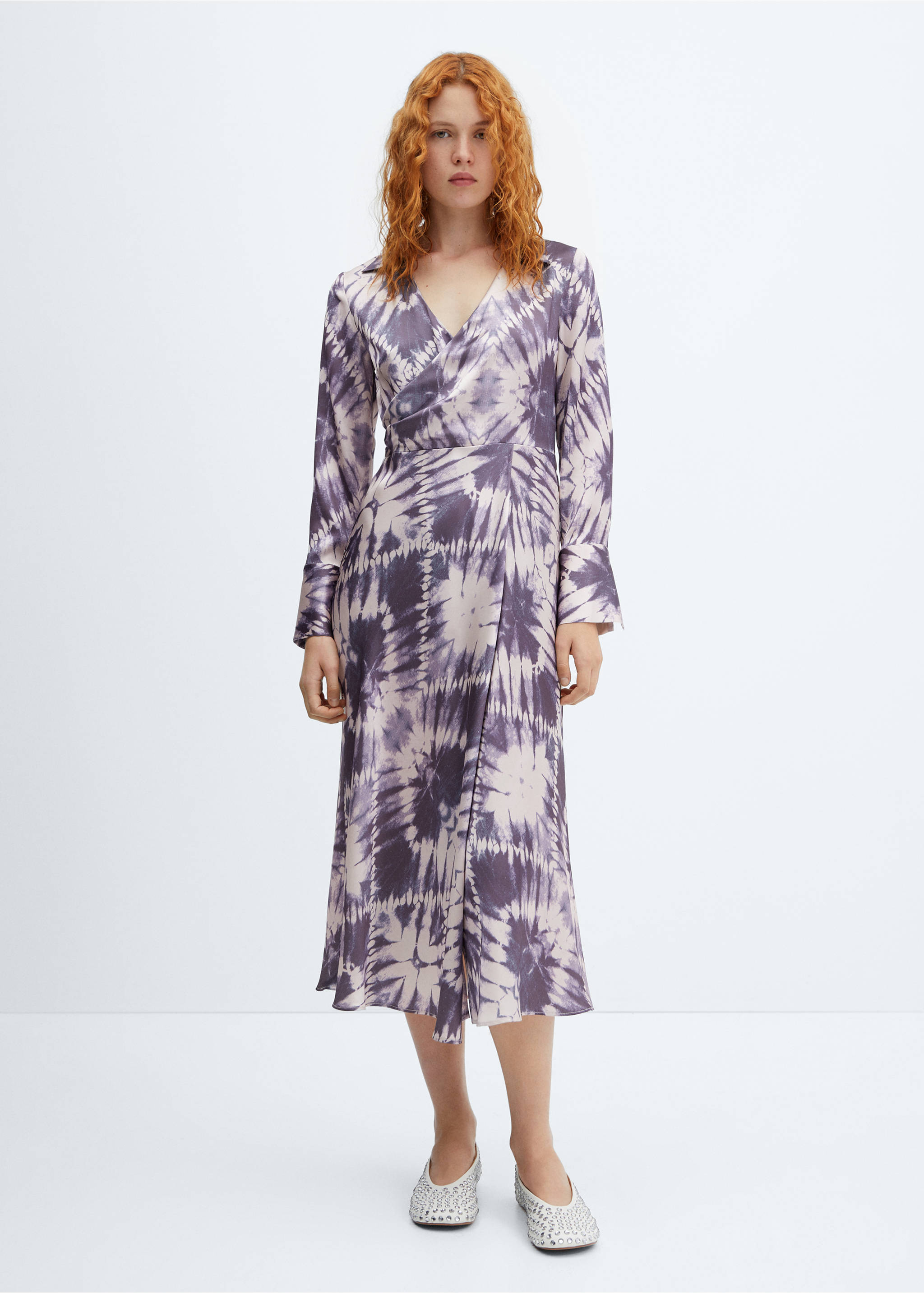Satin tie-dye dress - General plane, Light/Pastel Purple. Ref: 57036028-00.