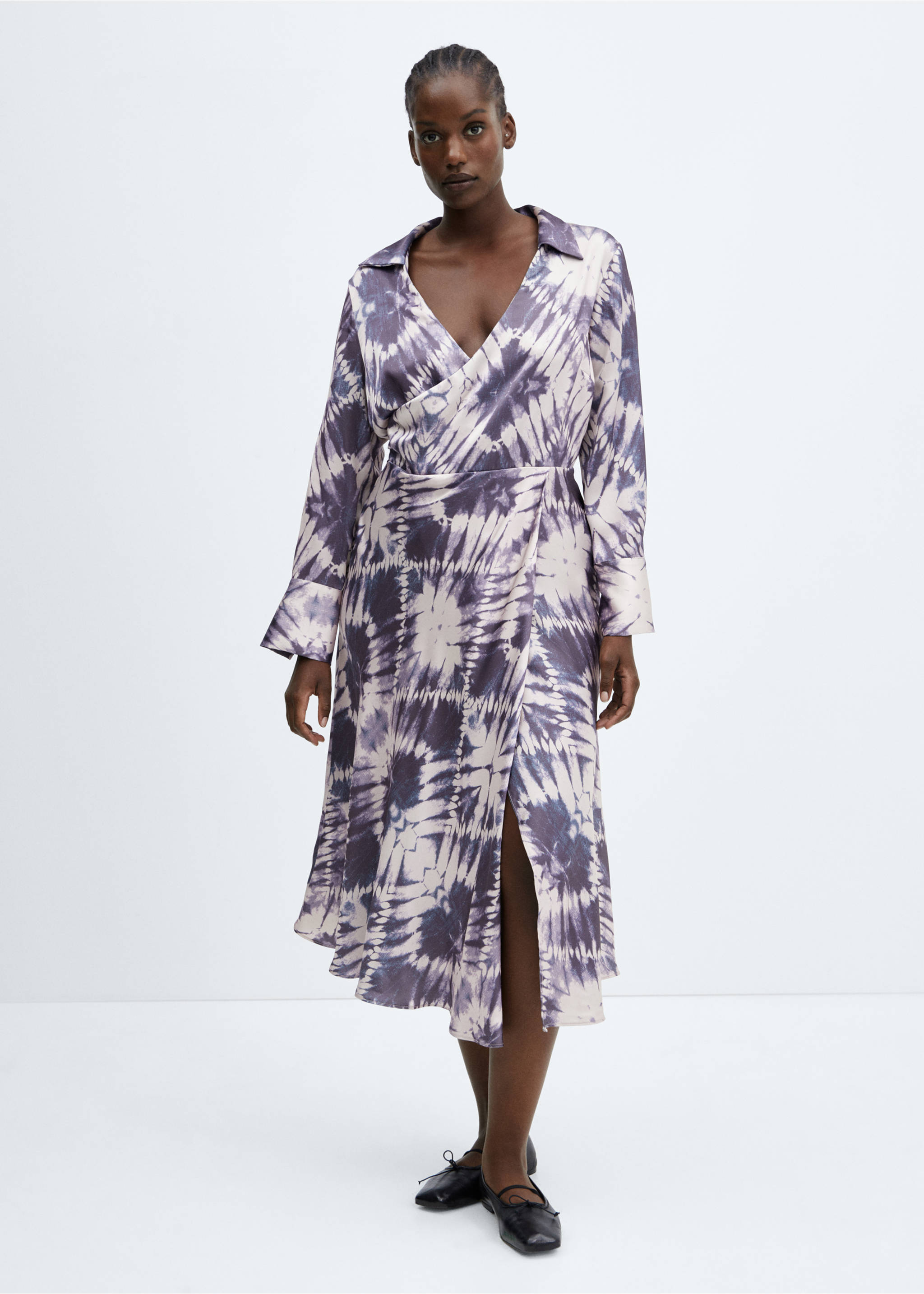Satin tie-dye dress - Details of the article 3, Light/Pastel Purple. Ref: 57036028-00.