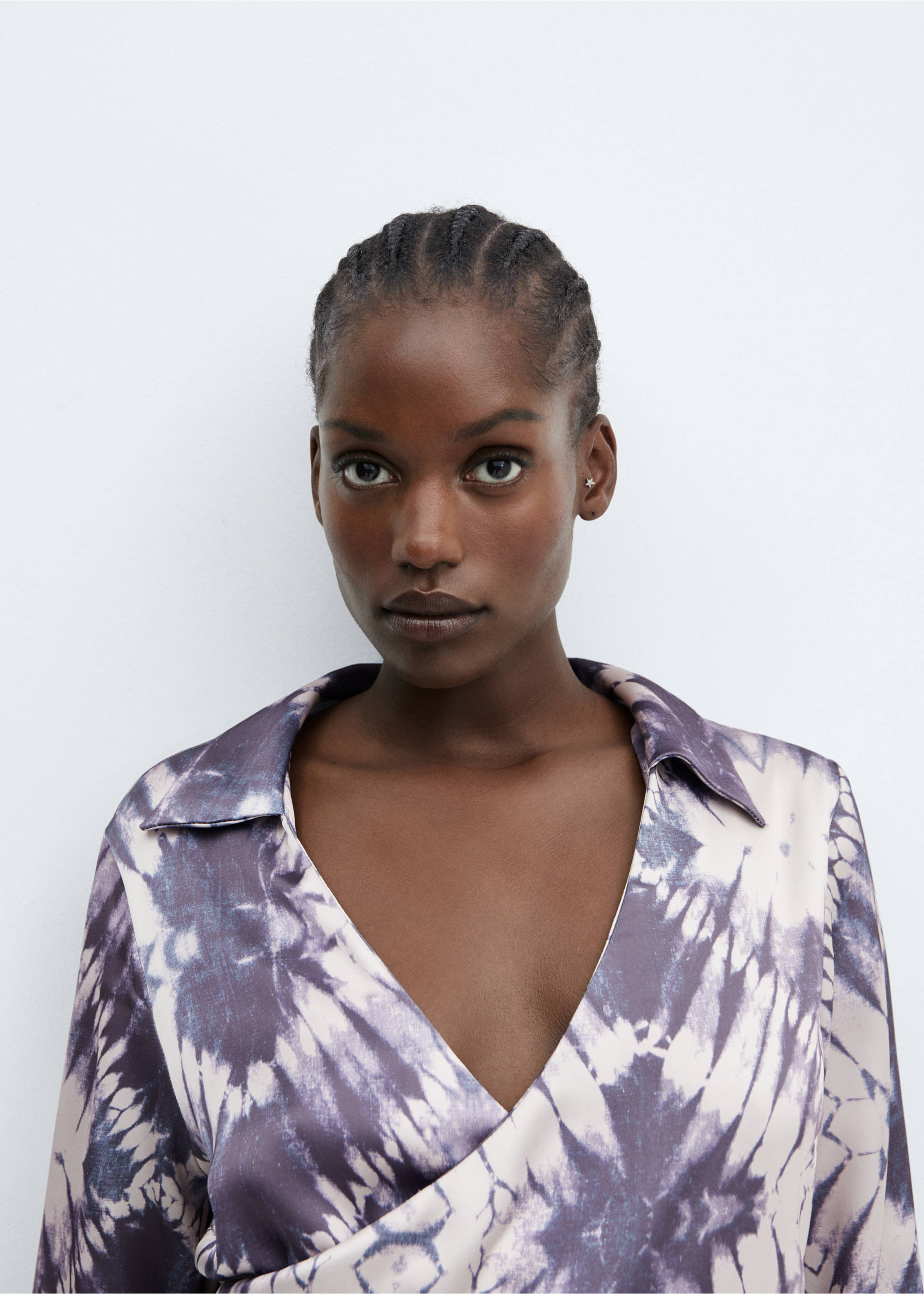 Satin tie-dye dress - Details of the article 4, Light/Pastel Purple. Ref: 57036028-00.
