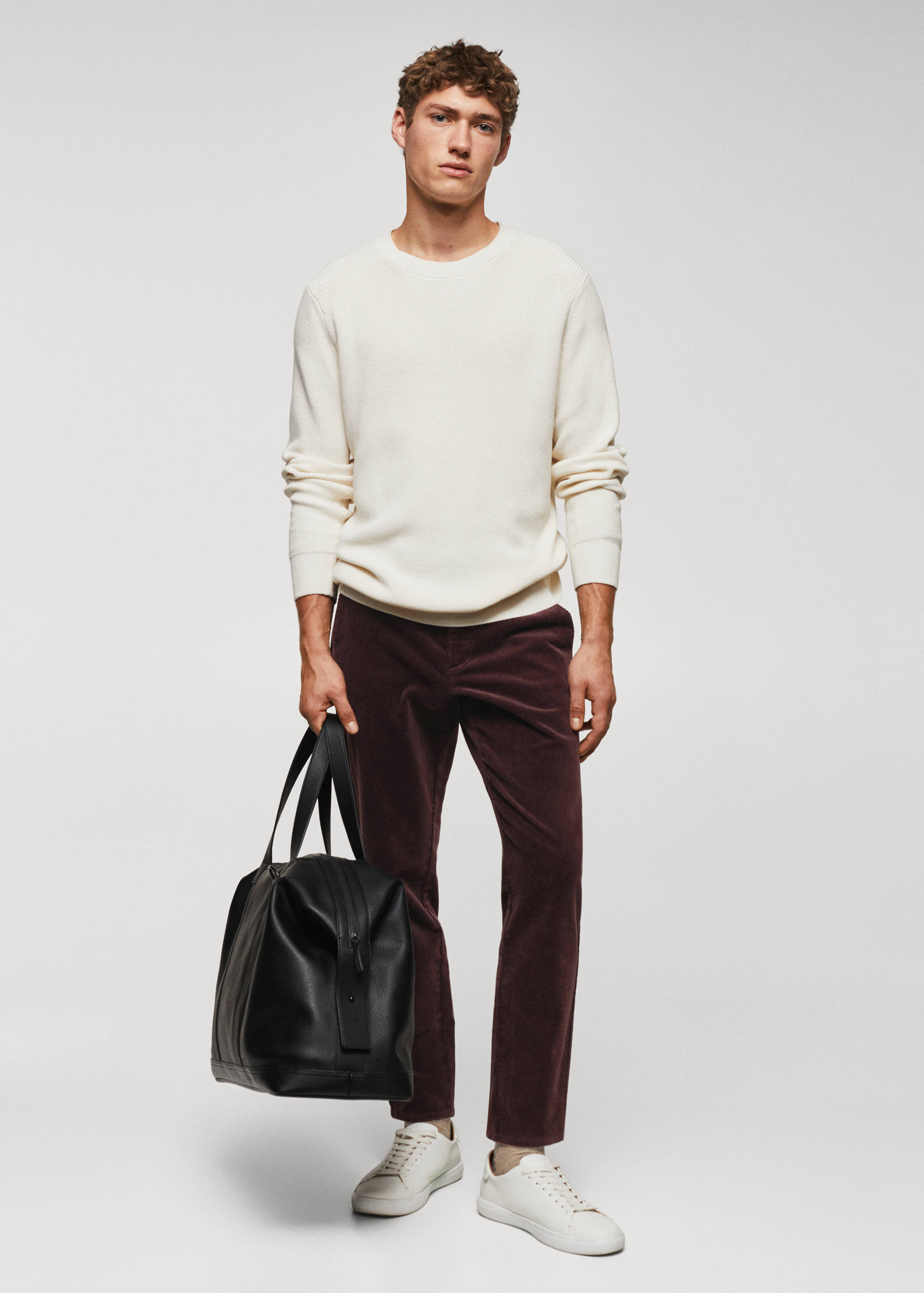 Corduroy slim-fit cropped trousers - General plane
